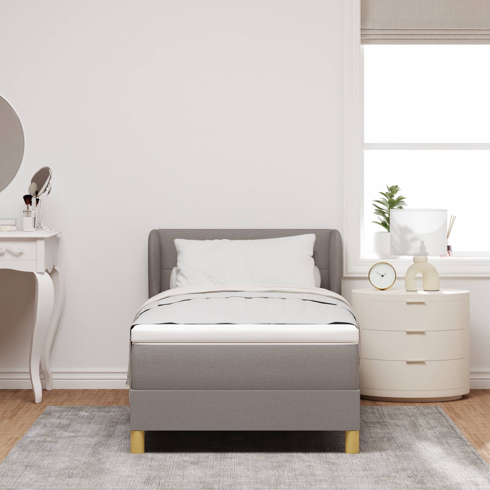 vidaXL Boxspringbett mit Matratze Taupe 90x190 cm Stoff