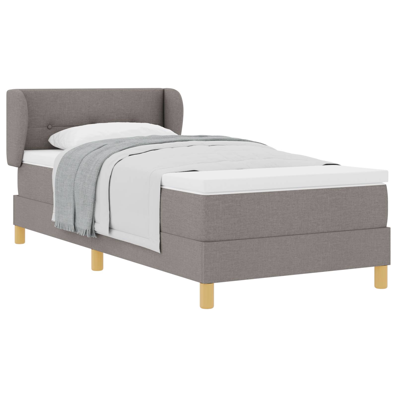 vidaXL Boxspringbett mit Matratze Taupe 90x190 cm Stoff