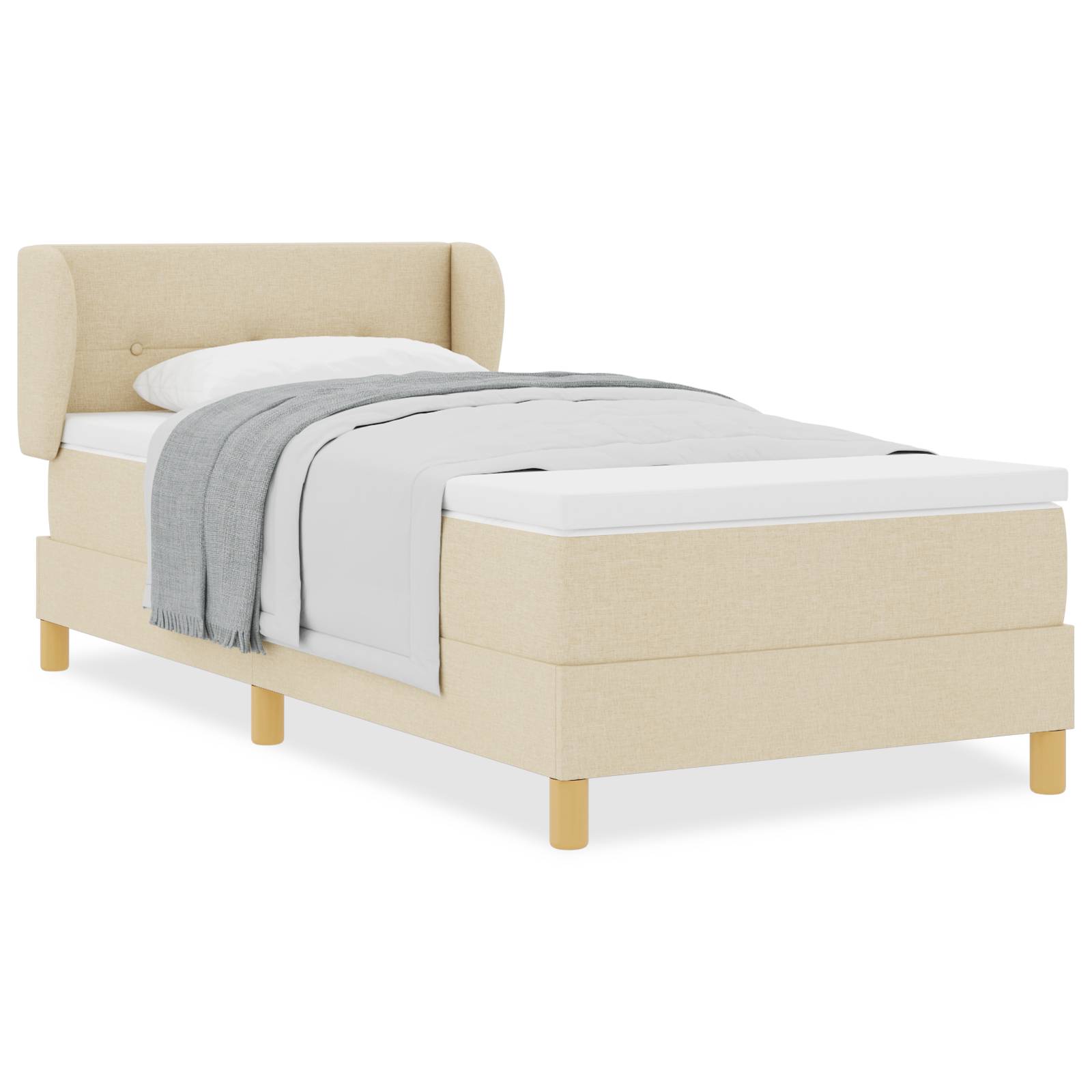 vidaXL Boxspringbett mit Matratze Creme 80x200 cm Stoff