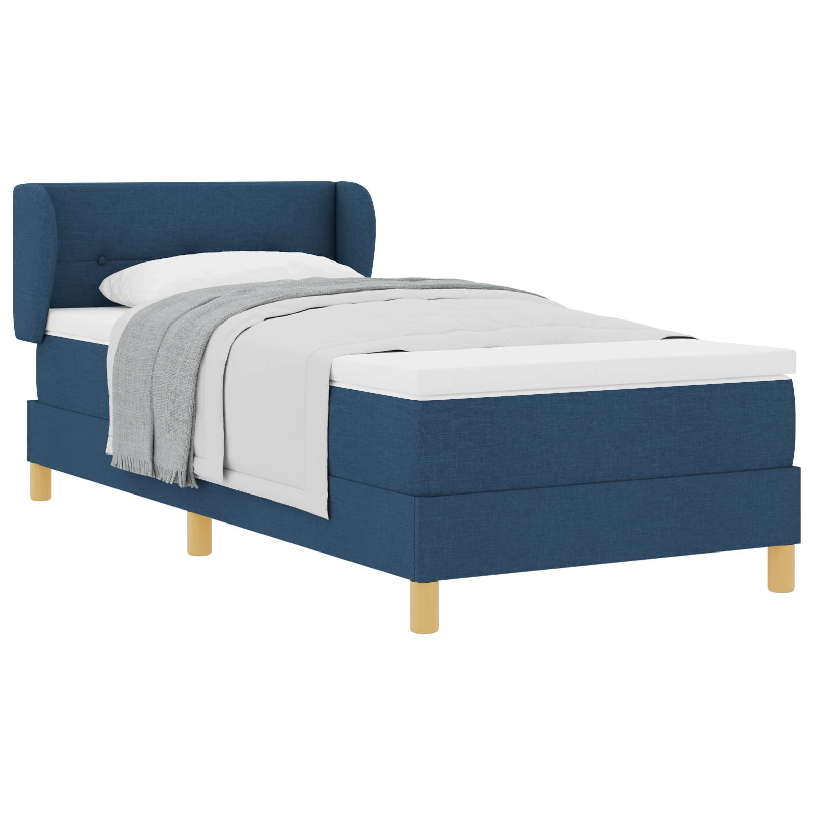 vidaXL Boxspringbett mit Matratze Blau 90x200 cm Stoff