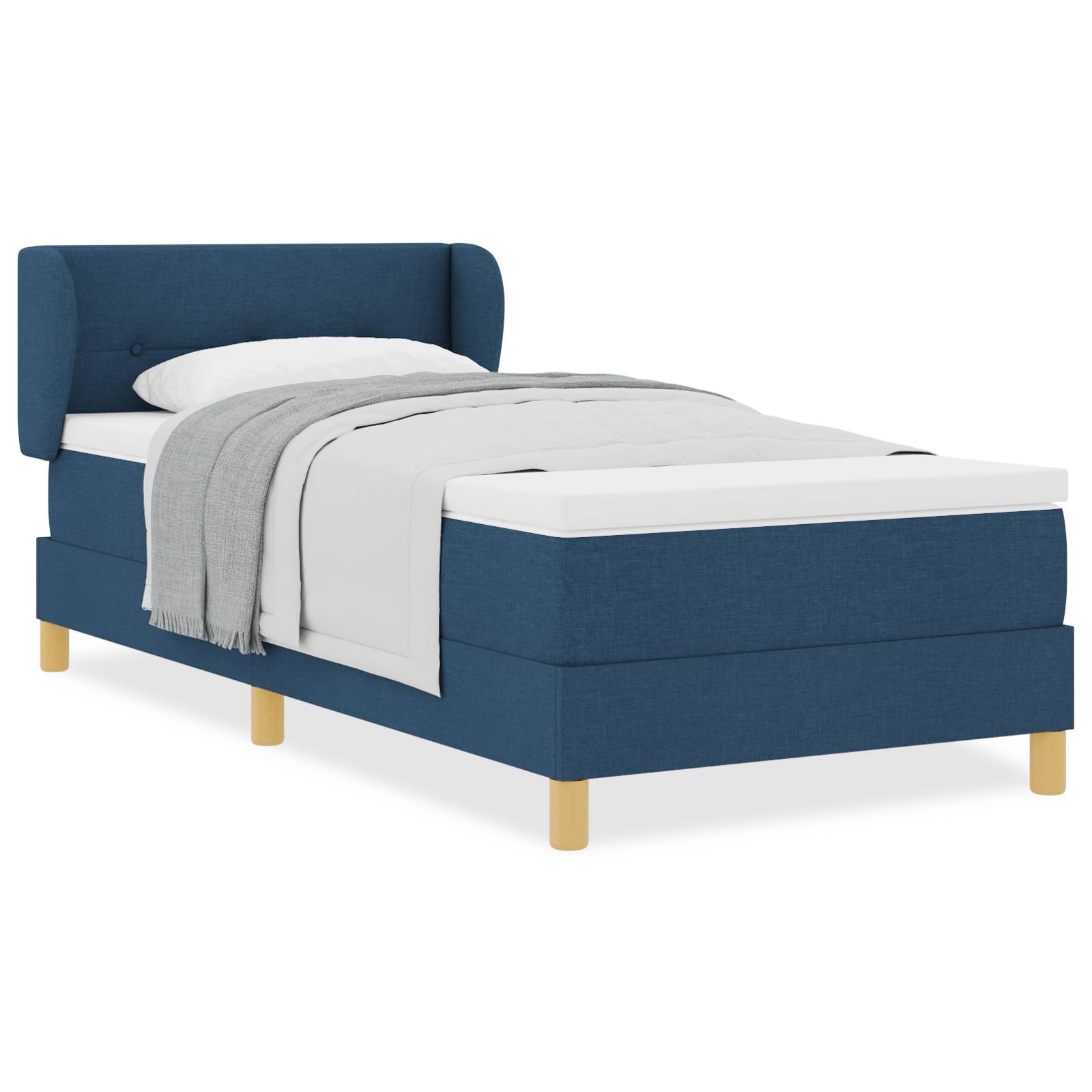 vidaXL Boxspringbett mit Matratze Blau 100x200 cm Stoff