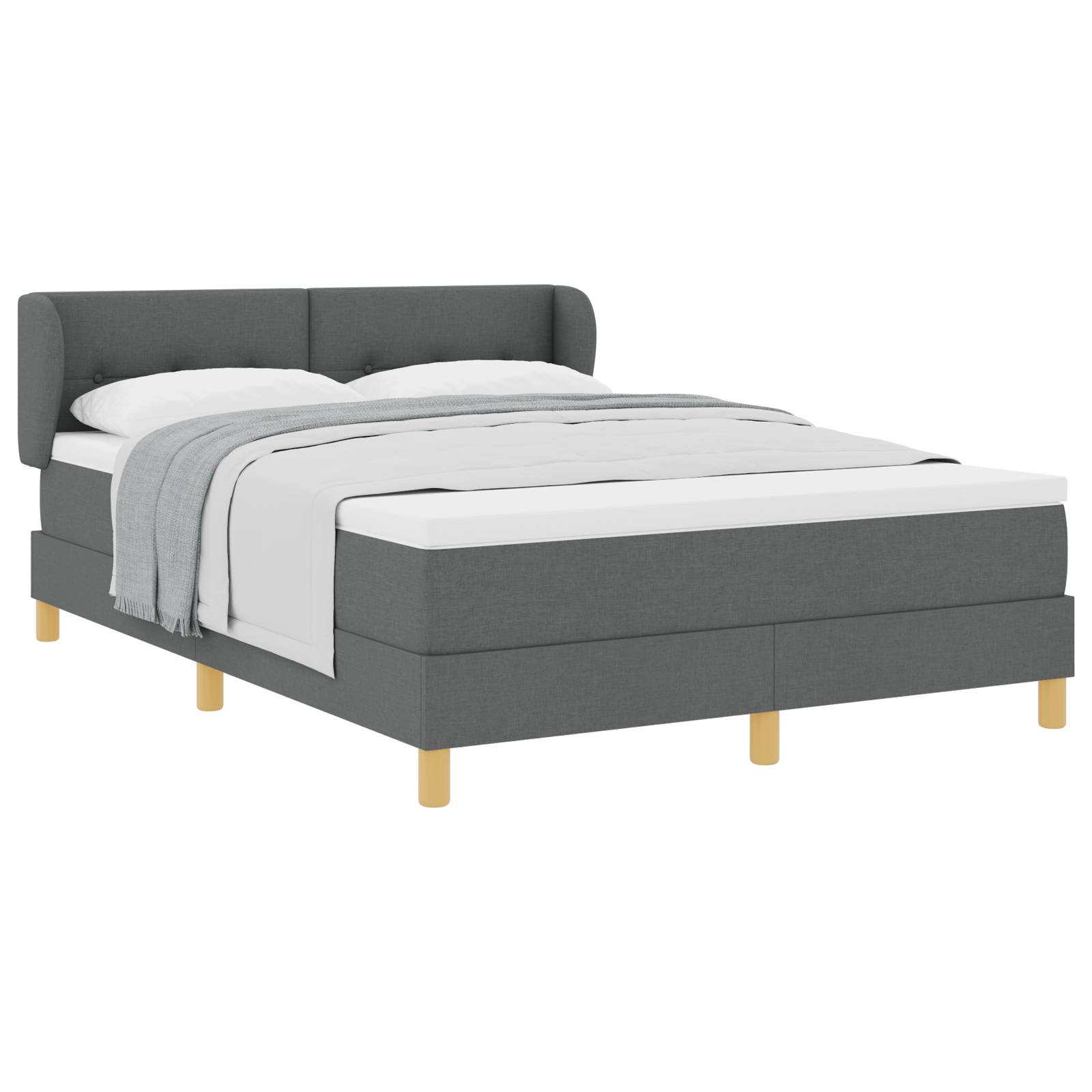 vidaXL Boxspringbett mit Matratze Dunkelgrau 160x200 cm Stoff