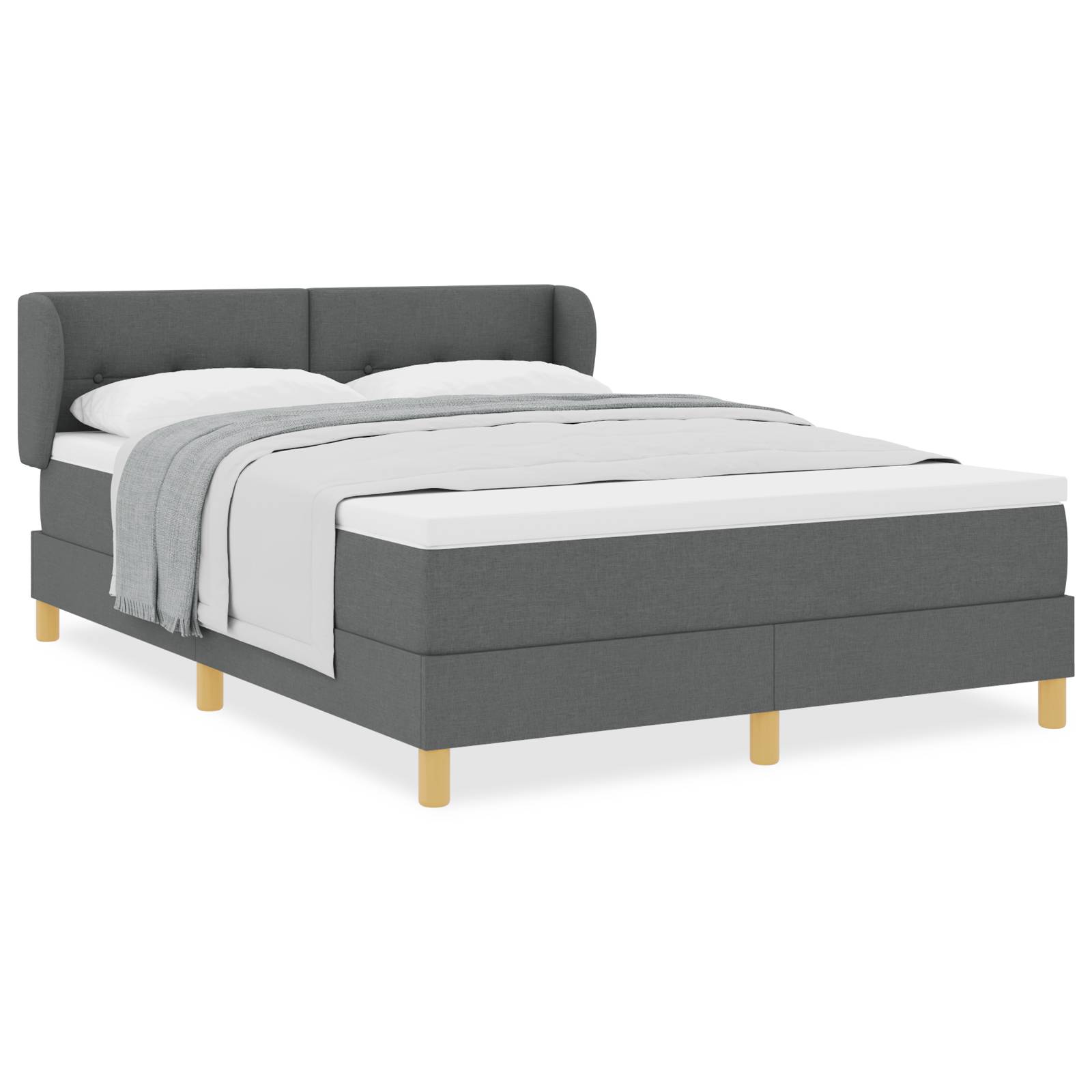 vidaXL Boxspringbett mit Matratze Dunkelgrau 160x200 cm Stoff