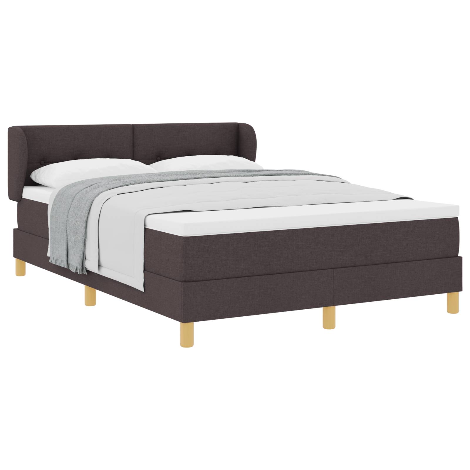 vidaXL Boxspringbett mit Matratze Dunkelbraun 160x200 cm Stoff