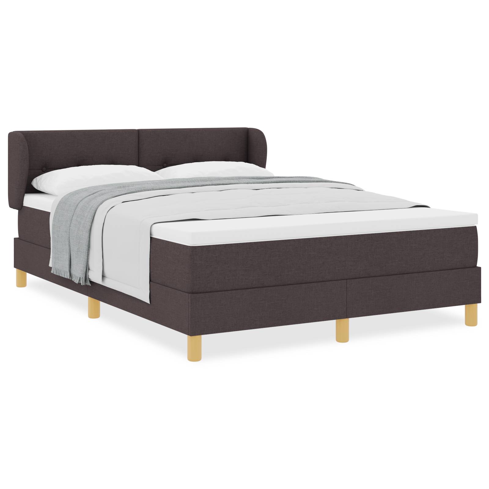 vidaXL Boxspringbett mit Matratze Dunkelbraun 160x200 cm Stoff