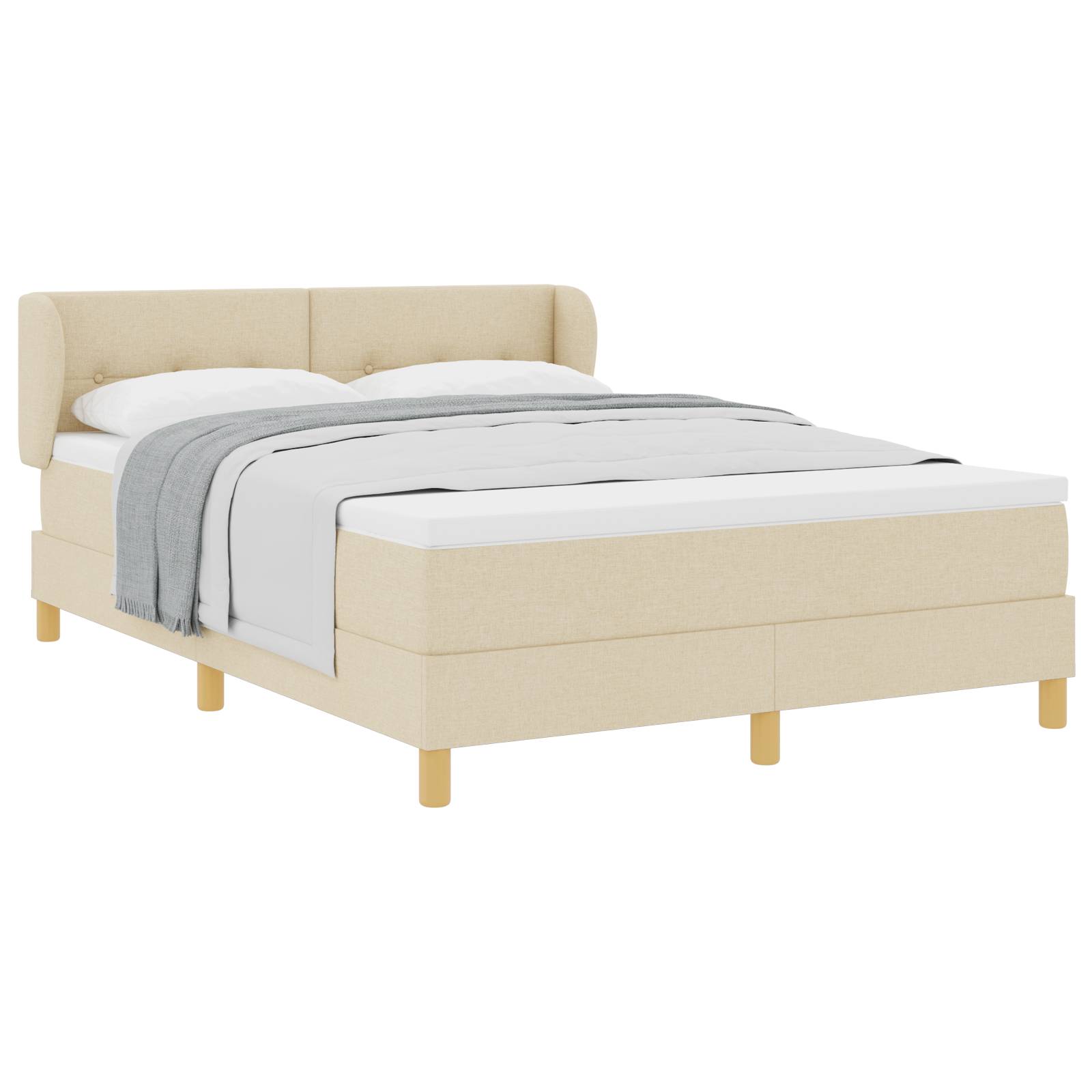 vidaXL Boxspringbett mit Matratze Creme 140x200 cm Stoff