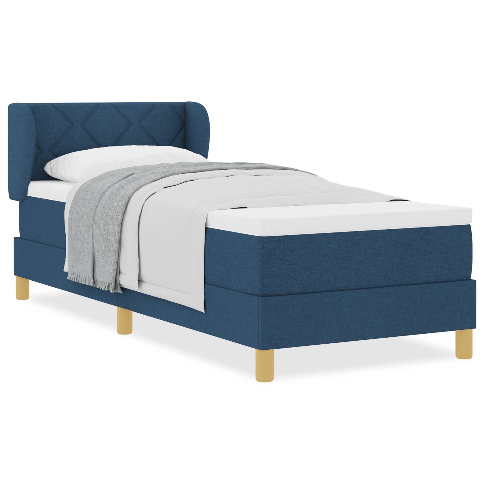 vidaXL Boxspringbett mit Matratze Blau 80x200 cm Stoff