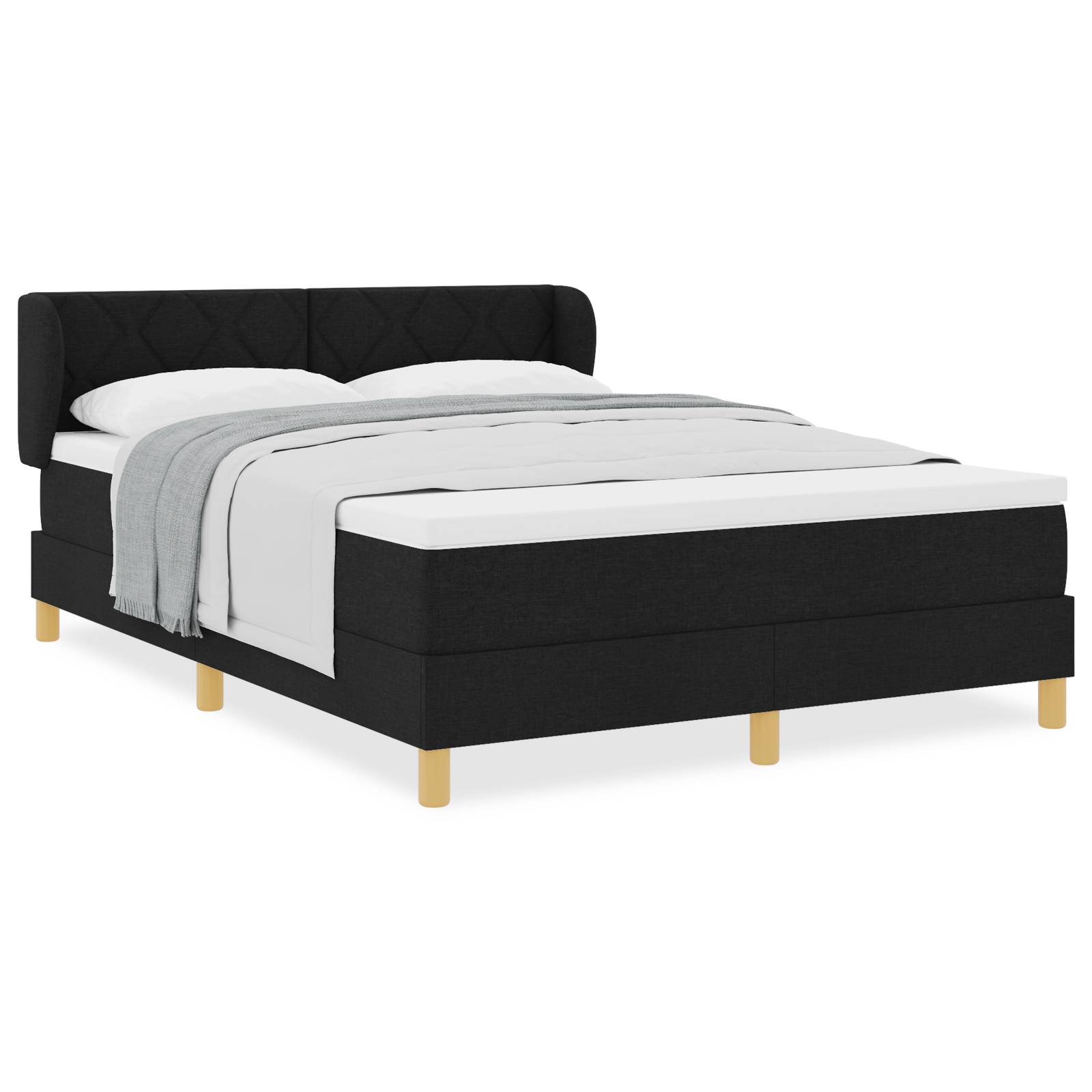 vidaXL Boxspringbett mit Matratze Schwarz 140x200 cm Stoff