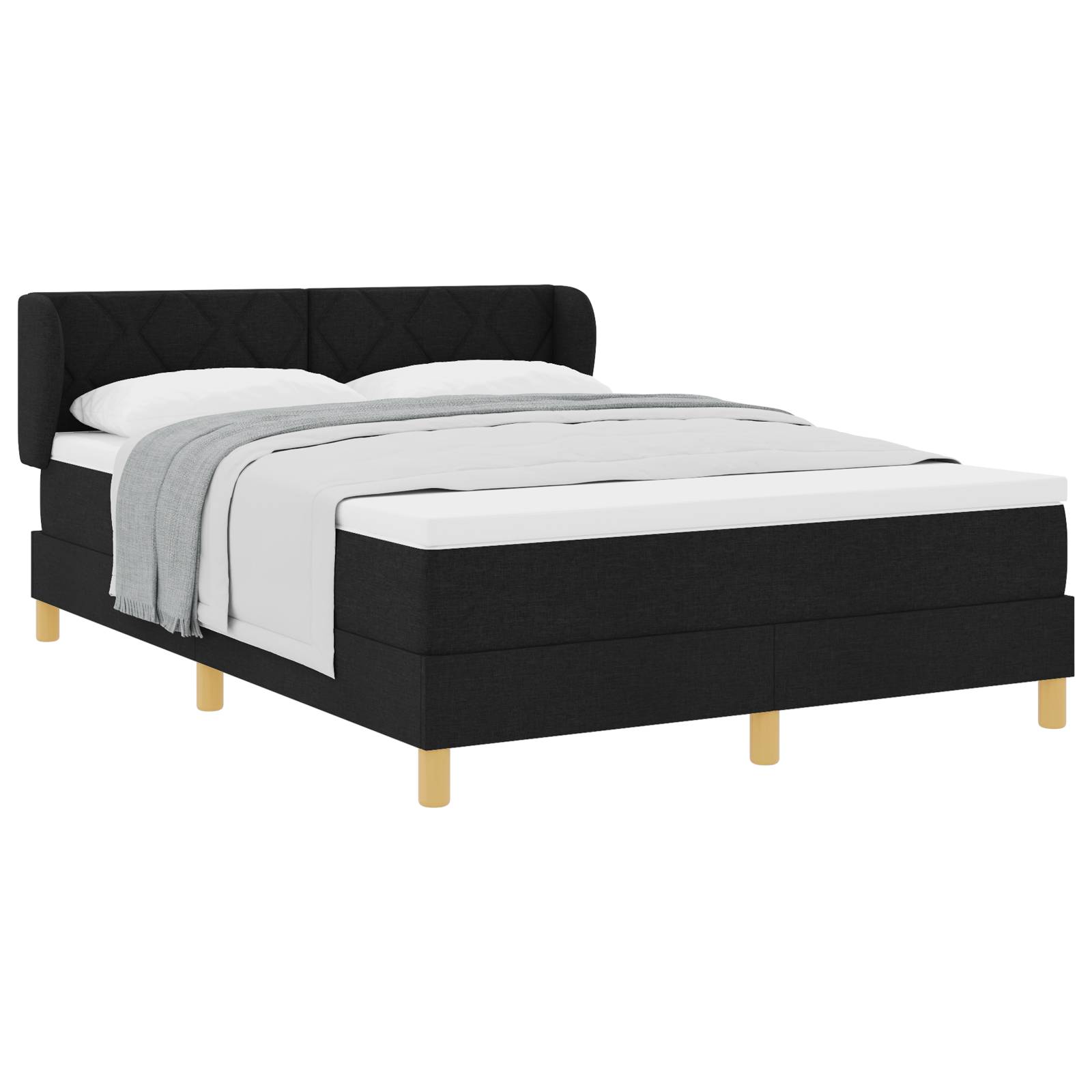 vidaXL Boxspringbett mit Matratze Schwarz 140x200 cm Stoff