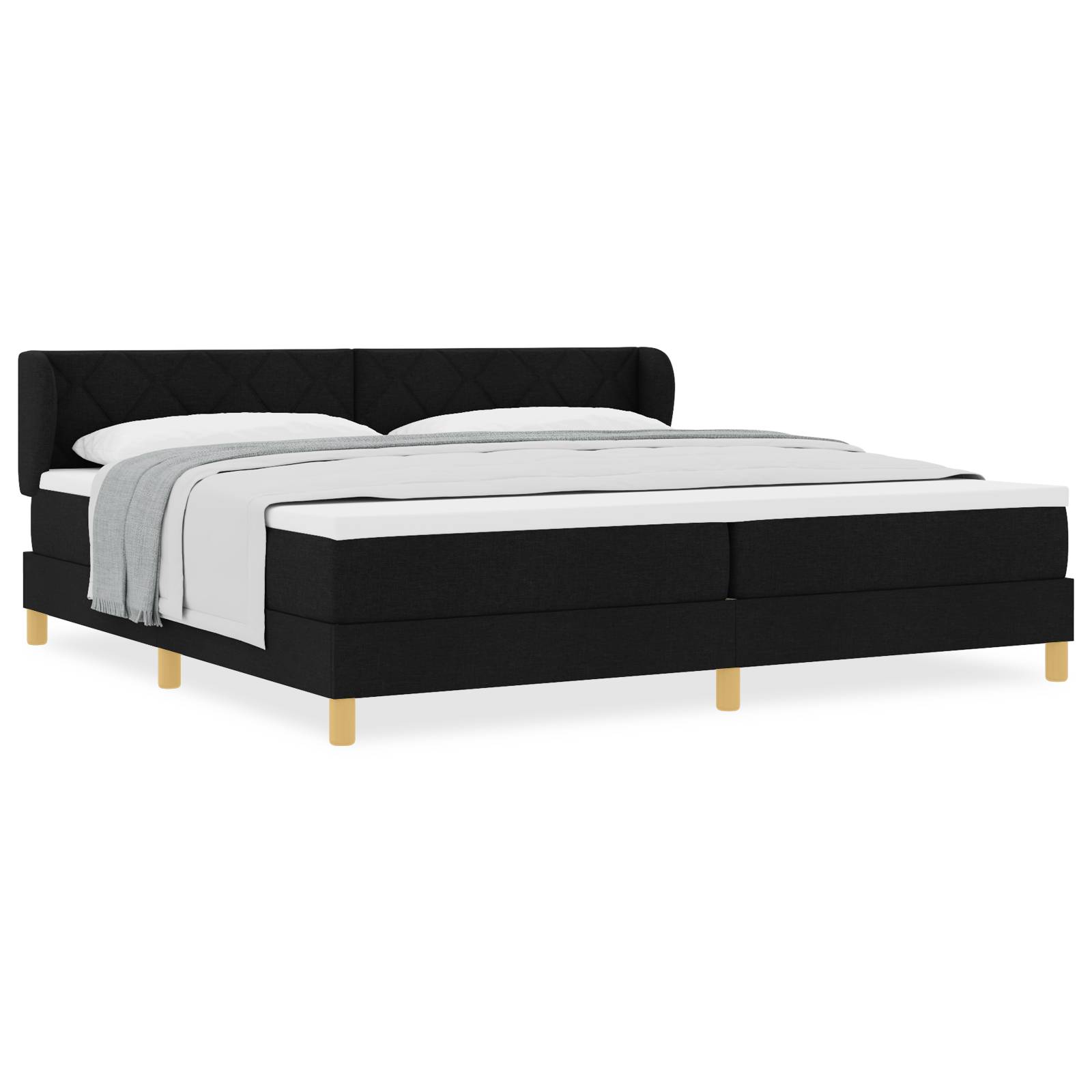 vidaXL Boxspringbett mit Matratze Schwarz 200x200 cm Stoff