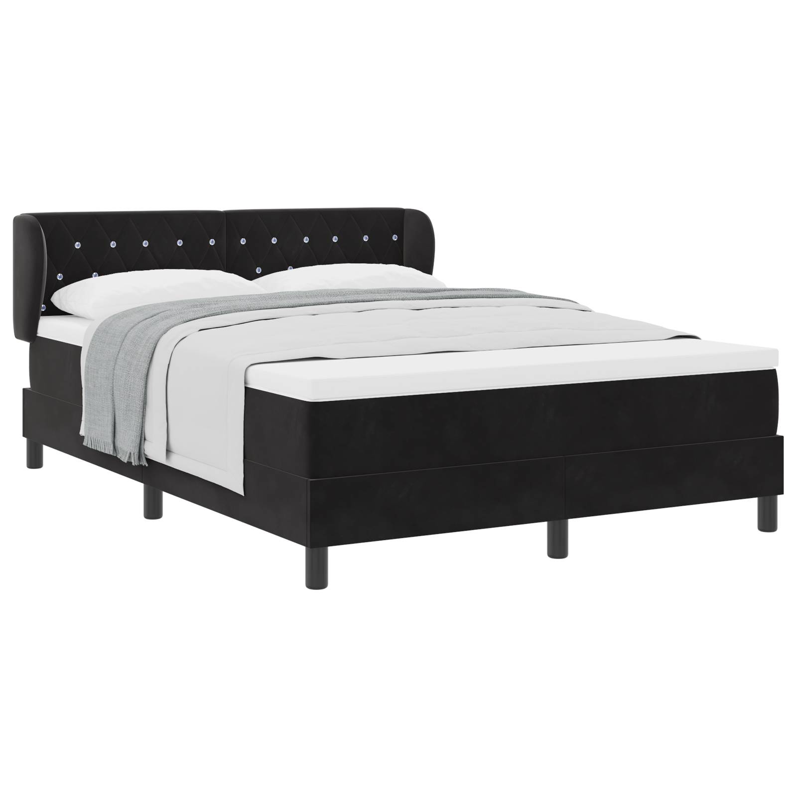 vidaXL Boxspringbett mit Matratze Schwarz 140x190 cm Samt