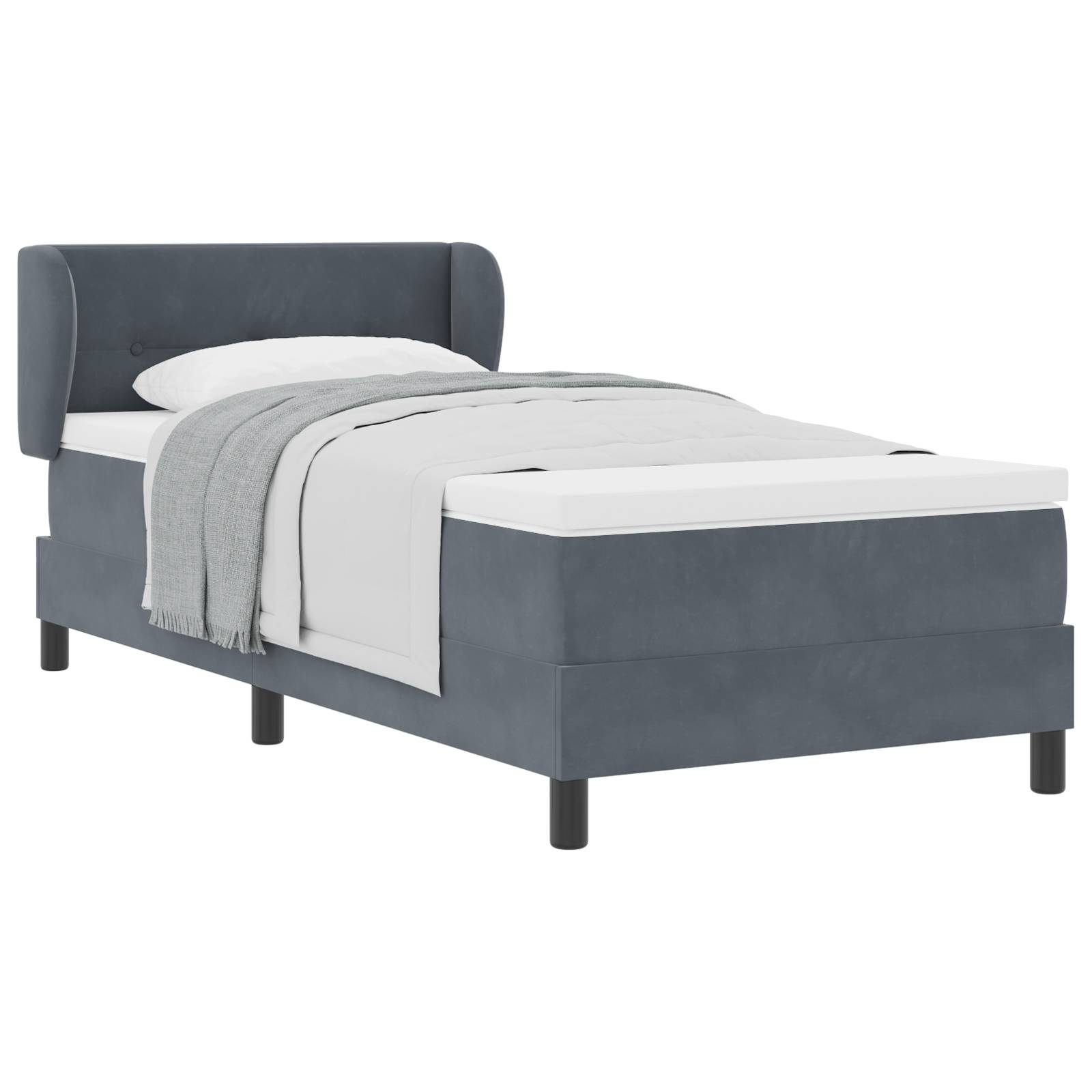 vidaXL Boxspringbett mit Matratze Dunkelgrau 80x200 cm Samt