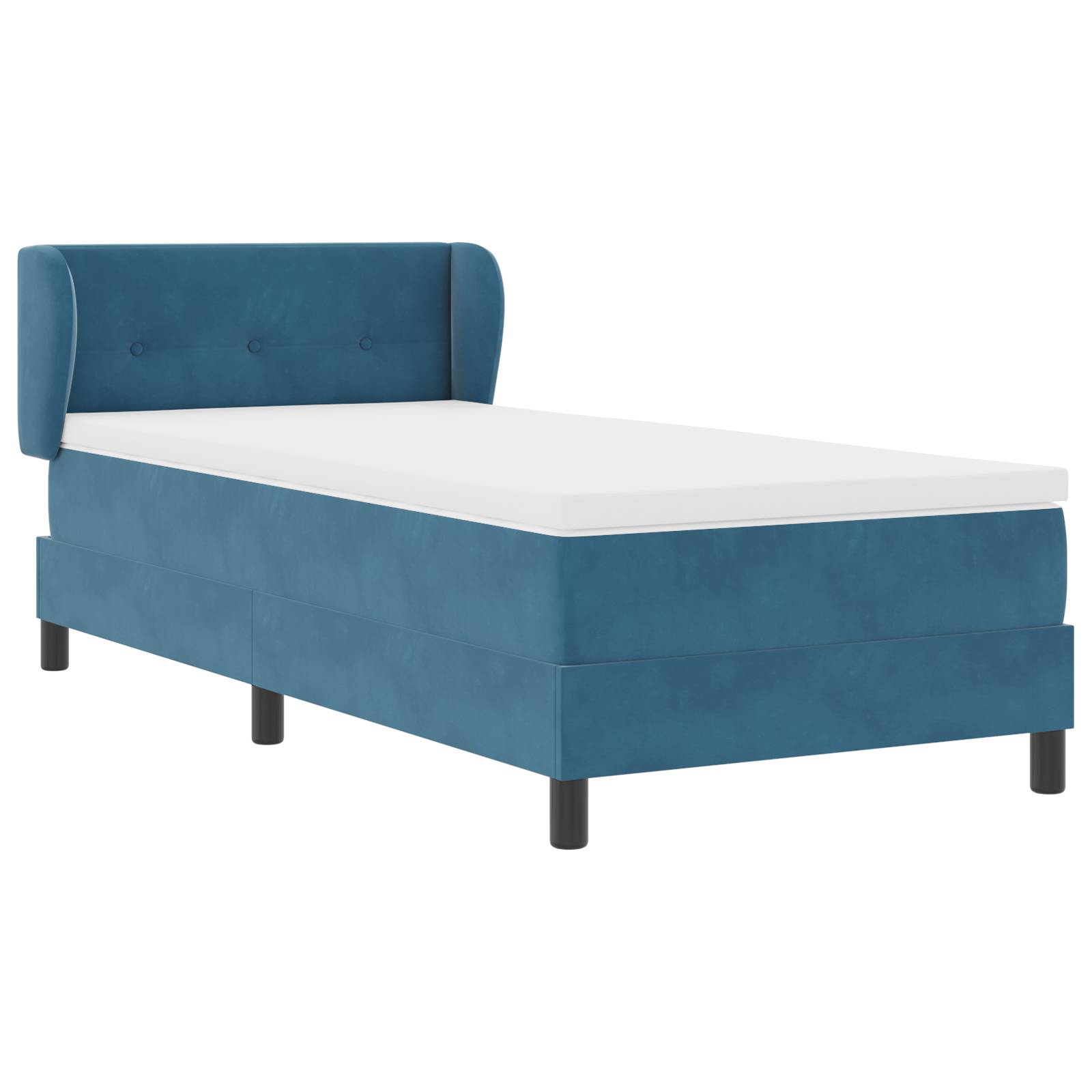 vidaXL Boxspringbett mit Matratze Dunkelblau 90x200 cm Samt