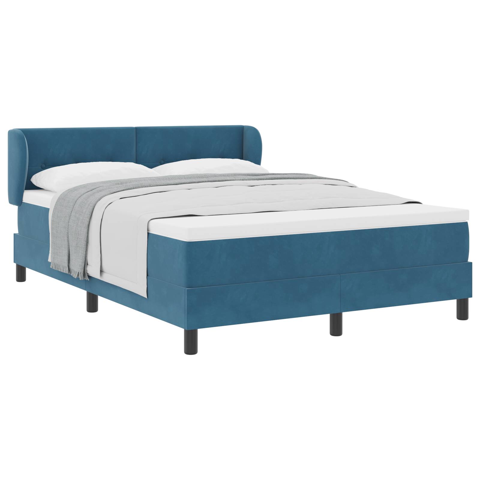 vidaXL Boxspringbett mit Matratze Dunkelblau 160x200 cm Samt