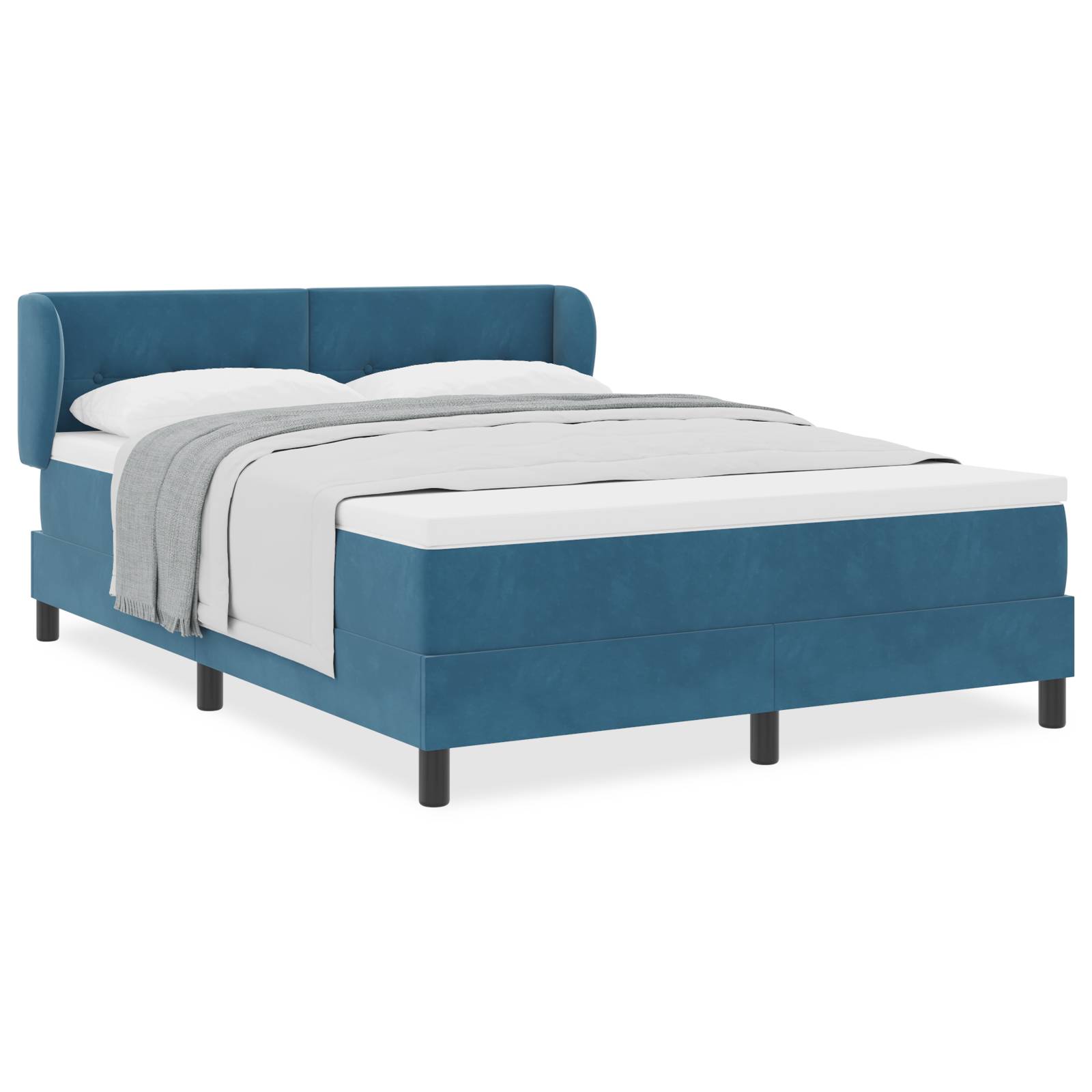vidaXL Boxspringbett mit Matratze Dunkelblau 160x200 cm Samt