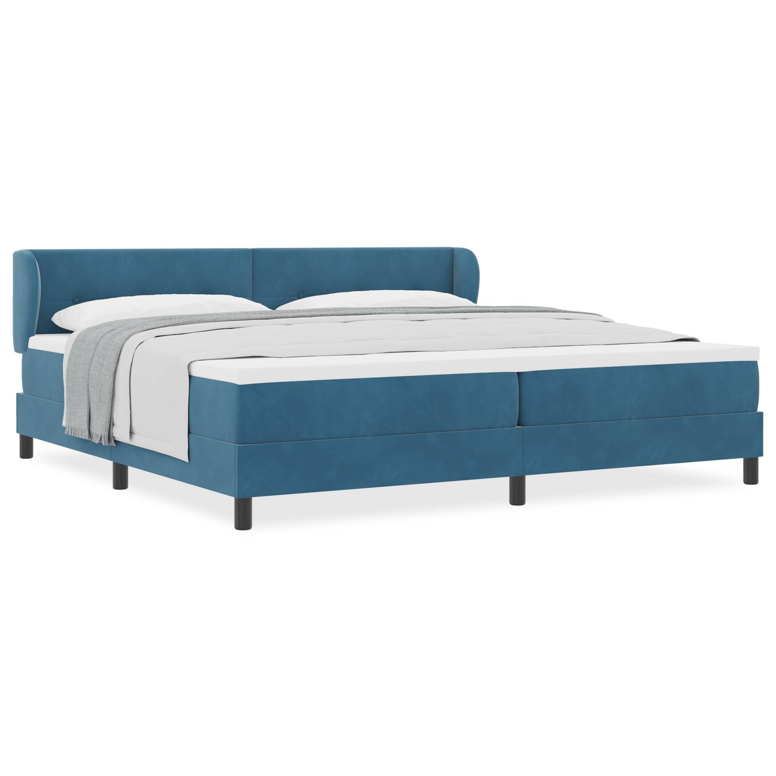 vidaXL Boxspringbett mit Matratze Dunkelblau 200x200 cm Samt