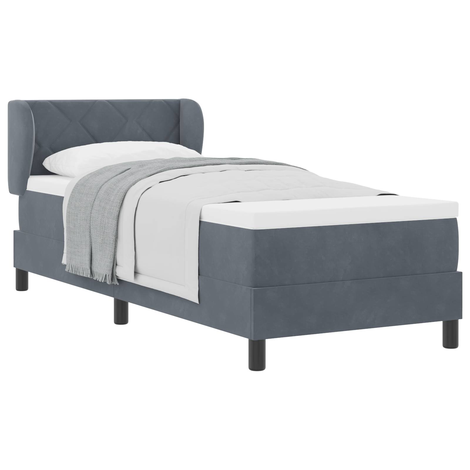 vidaXL Boxspringbett mit Matratze Dunkelgrau 80x200 cm Samt