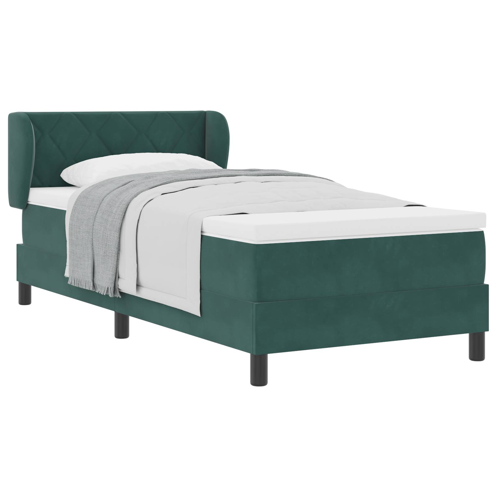 vidaXL Boxspringbett mit Matratze Dunkelgrün 90x200 cm Samt