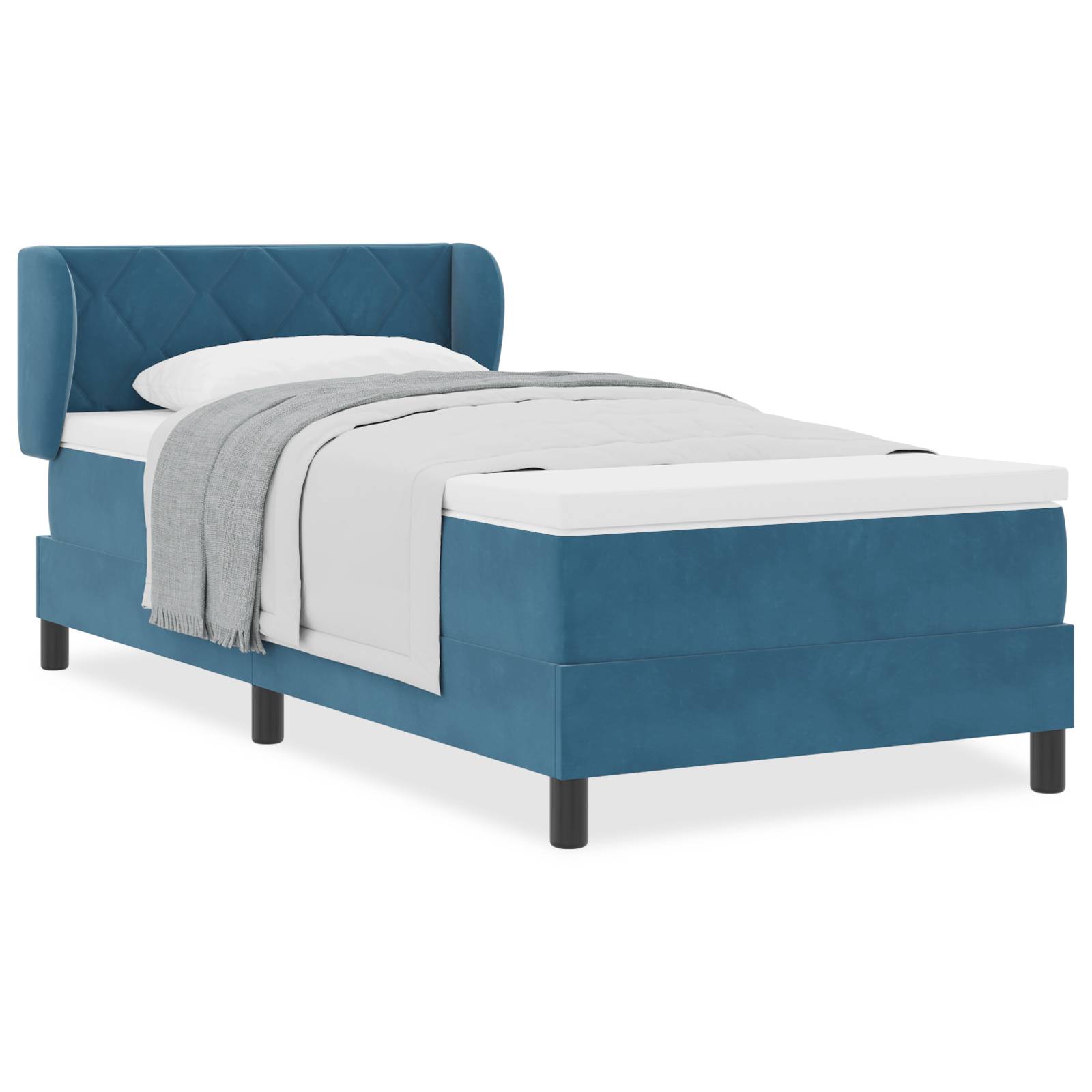 vidaXL Boxspringbett mit Matratze Dunkelblau 100x200 cm Samt