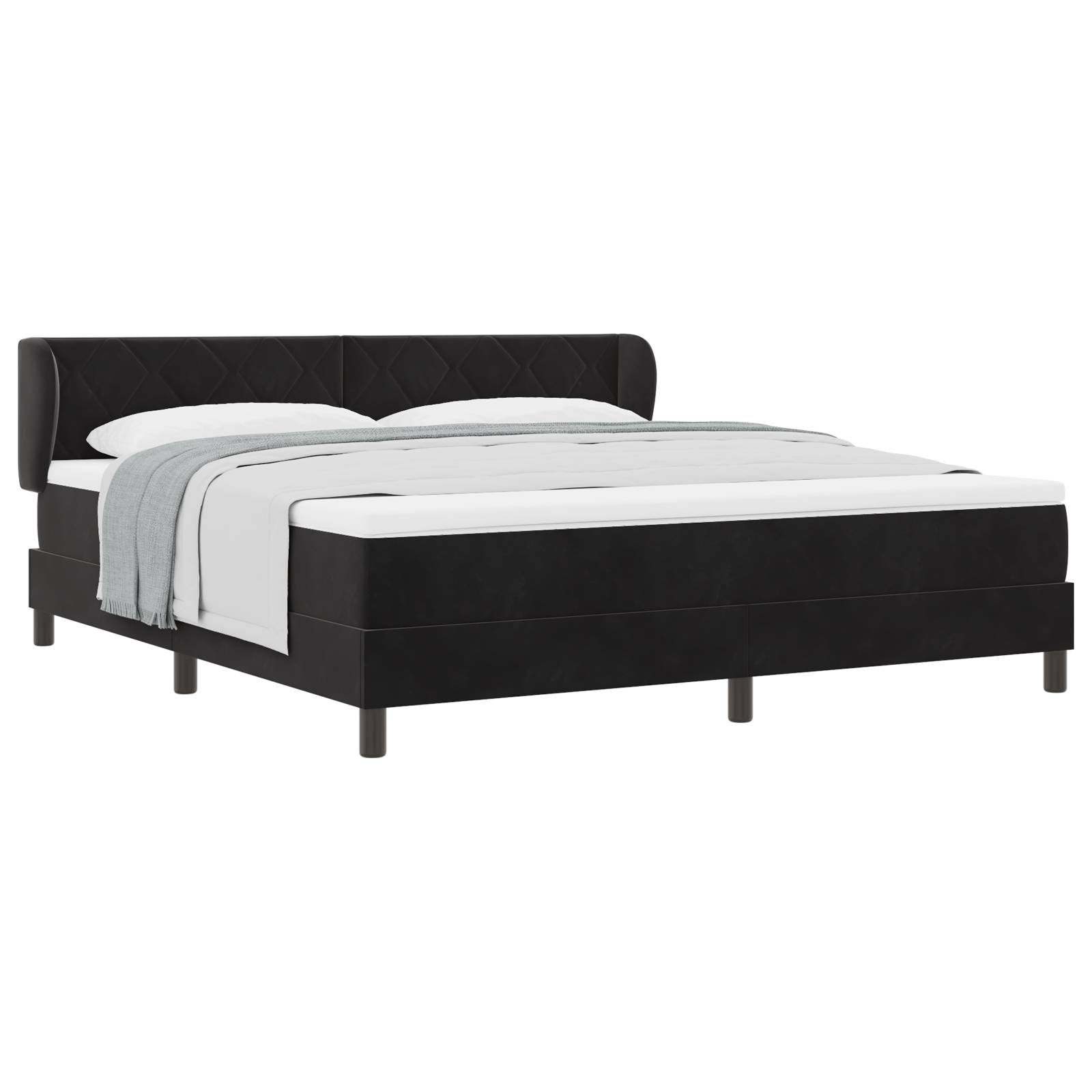vidaXL Boxspringbett mit Matratze Schwarz 180x200 cm Samt
