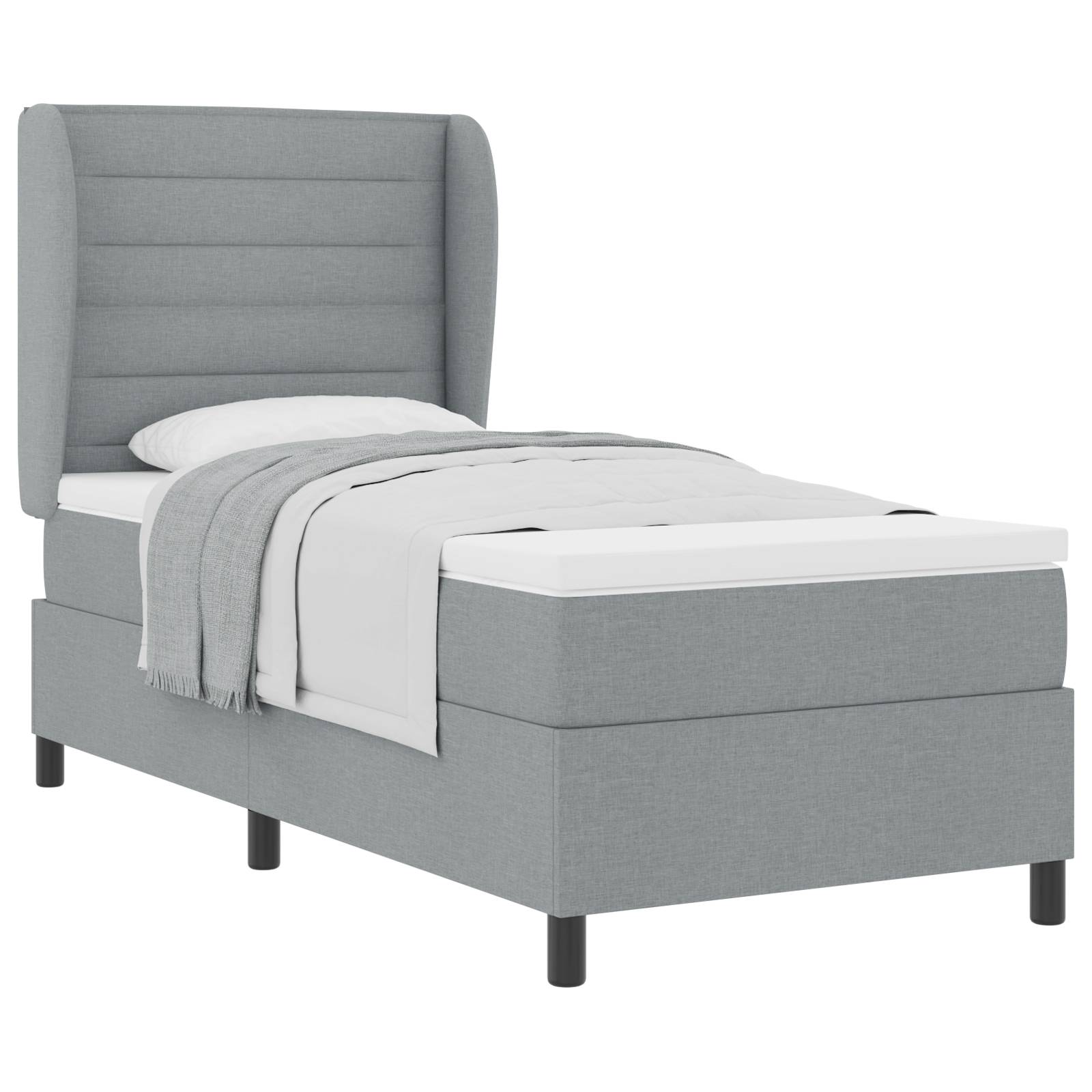vidaXL Boxspringbett mit Matratze Hellgrau 80x200 cm Stoff
