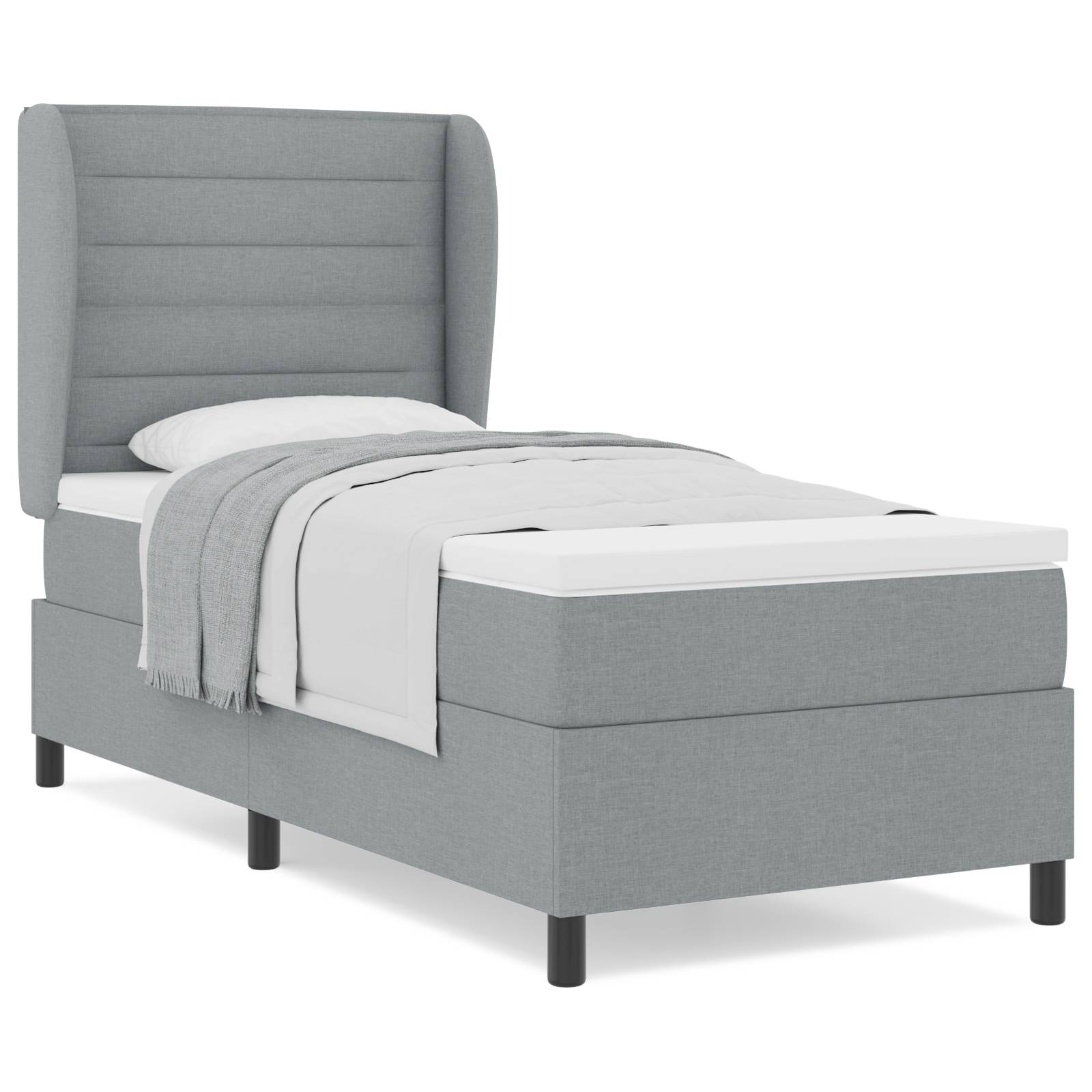 vidaXL Boxspringbett mit Matratze Hellgrau 80x200 cm Stoff