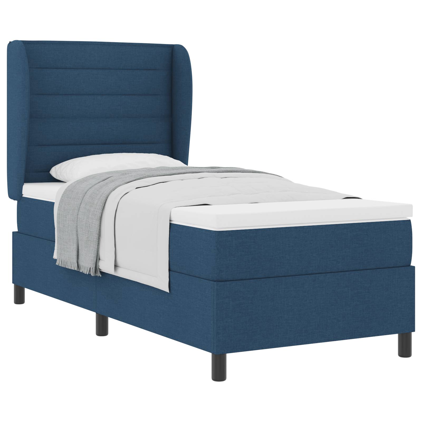 vidaXL Boxspringbett mit Matratze Blau 90x200 cm Stoff