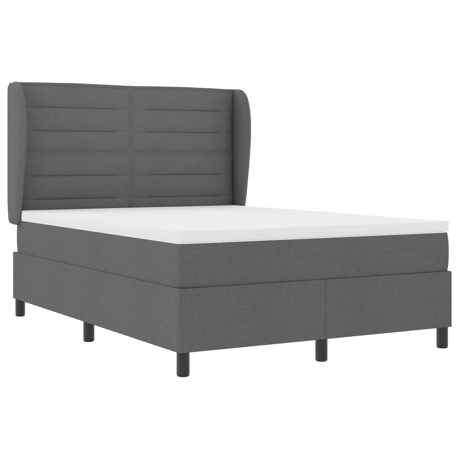 vidaXL Boxspringbett mit Matratze Dunkelgrau 140x200 cm Stoff