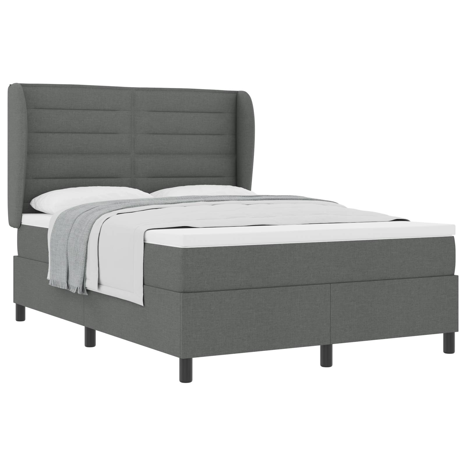 vidaXL Boxspringbett mit Matratze Dunkelgrau 140x200 cm Stoff