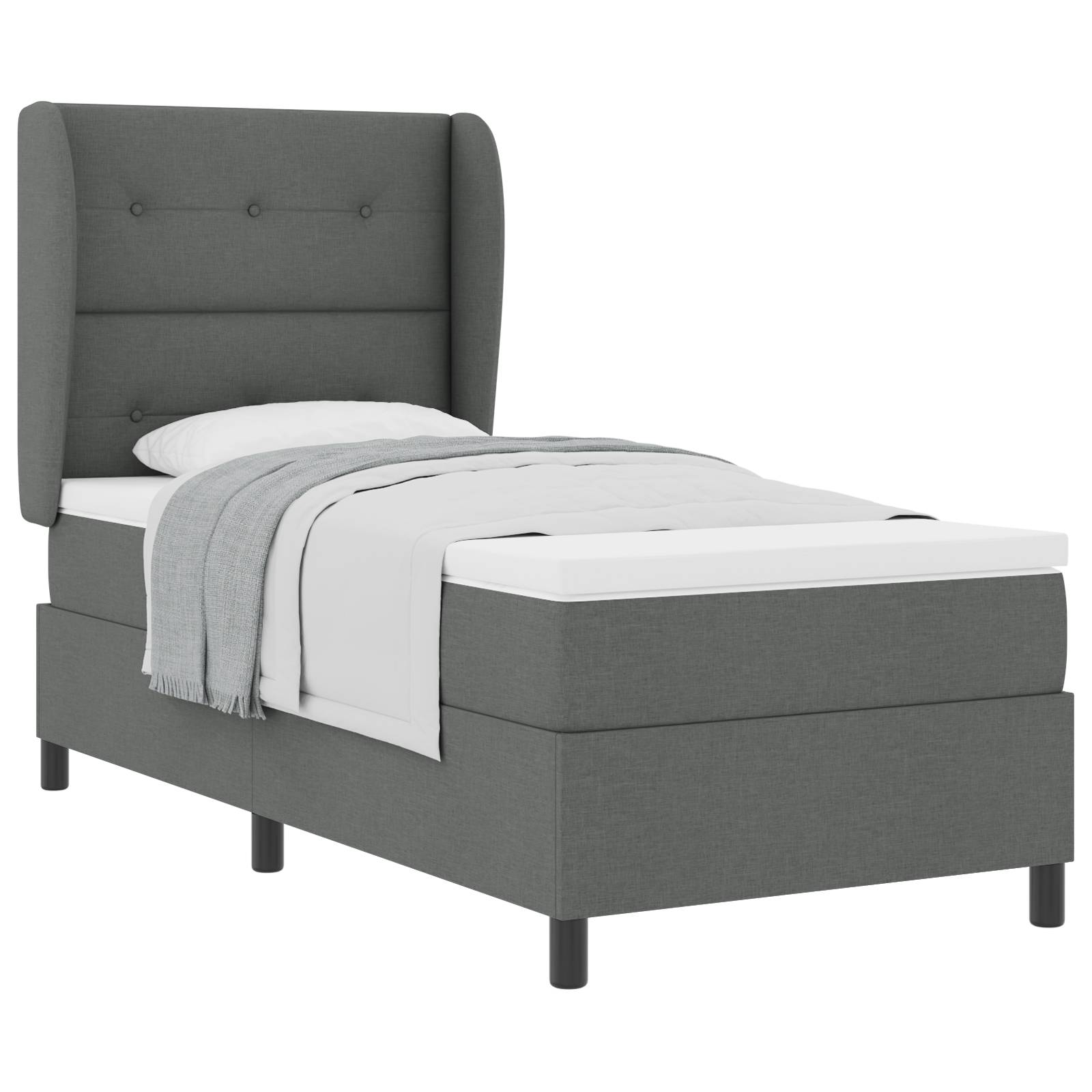 vidaXL Boxspringbett mit Matratze Dunkelgrau 80x200 cm Stoff