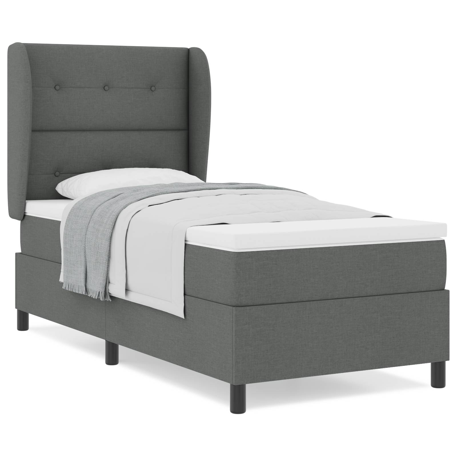vidaXL Boxspringbett mit Matratze Dunkelgrau 80x200 cm Stoff