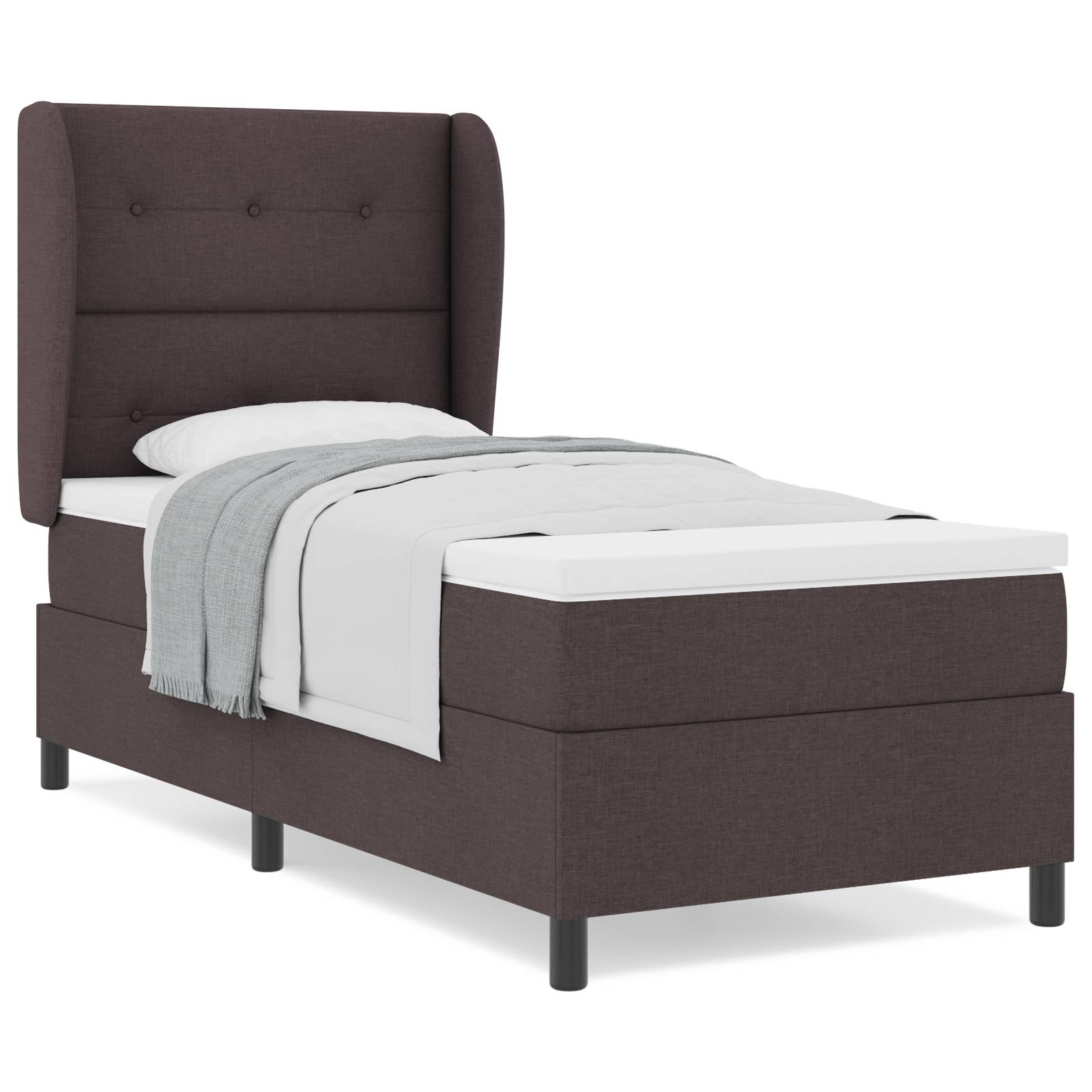 vidaXL Boxspringbett mit Matratze Dunkelbraun 80x200 cm Stoff
