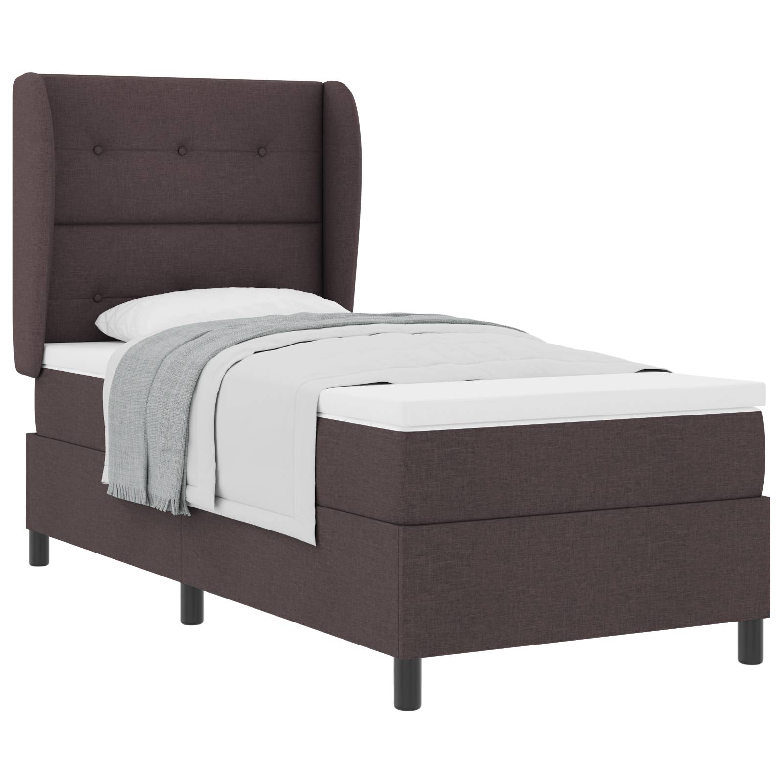 vidaXL Boxspringbett mit Matratze Dunkelbraun 80x200 cm Stoff