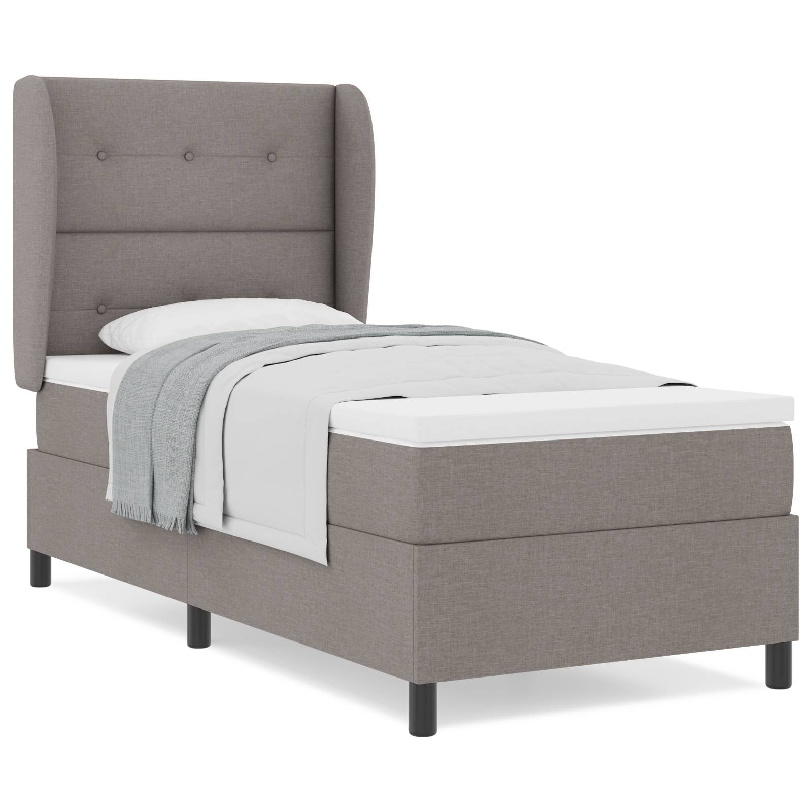 vidaXL Boxspringbett mit Matratze Taupe 90x190 cm Stoff