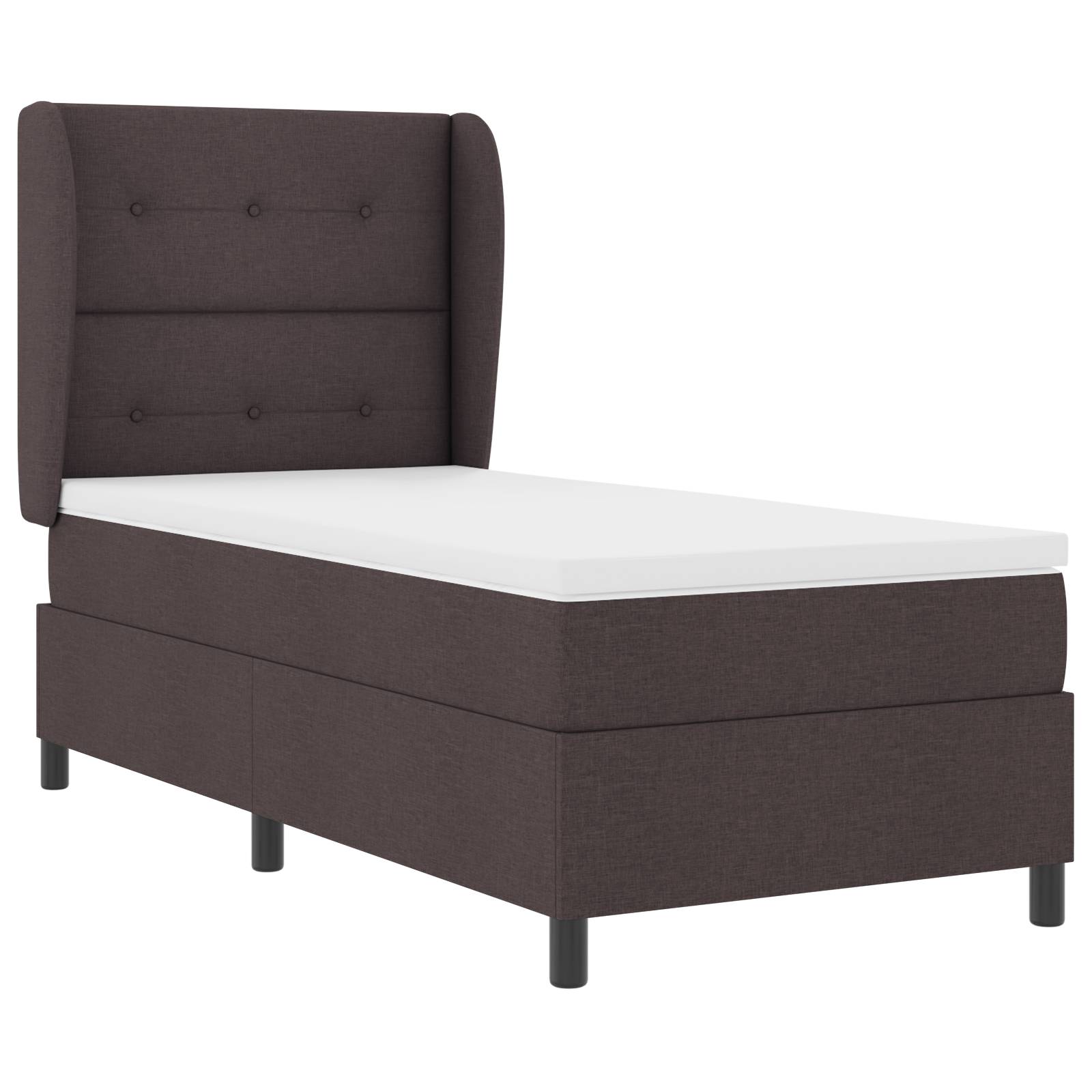 vidaXL Boxspringbett mit Matratze Dunkelbraun 90x200 cm Stoff
