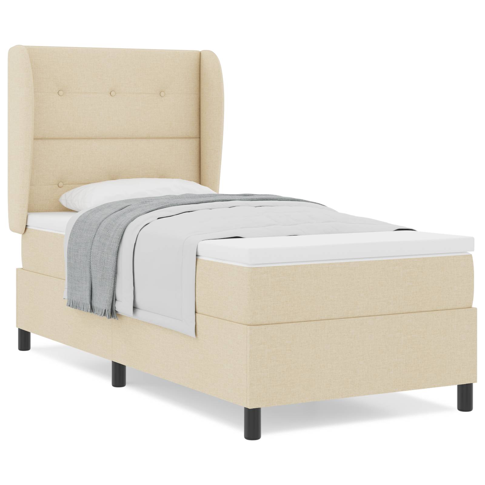 vidaXL Boxspringbett mit Matratze Creme 80x200 cm Stoff
