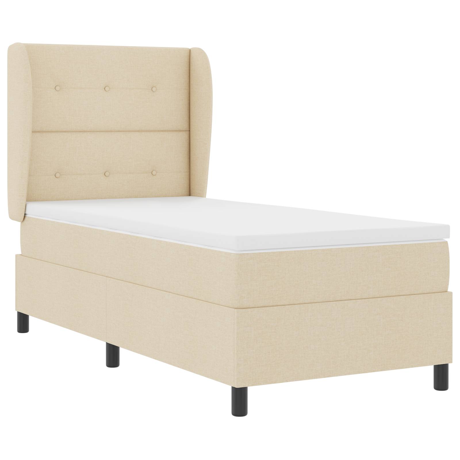 vidaXL Boxspringbett mit Matratze Creme 80x200 cm Stoff