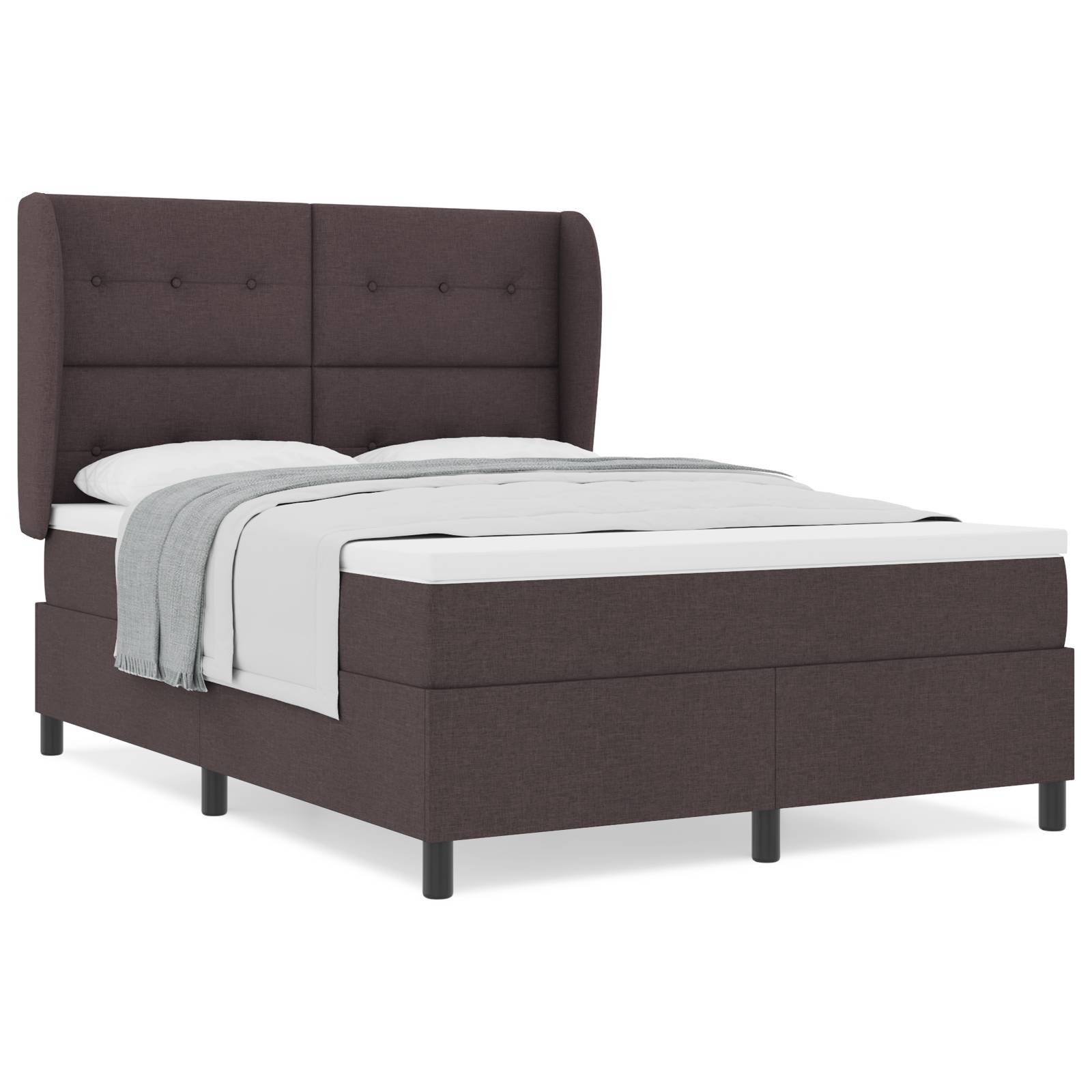 vidaXL Boxspringbett mit Matratze Dunkelbraun 140x190 cm Stoff