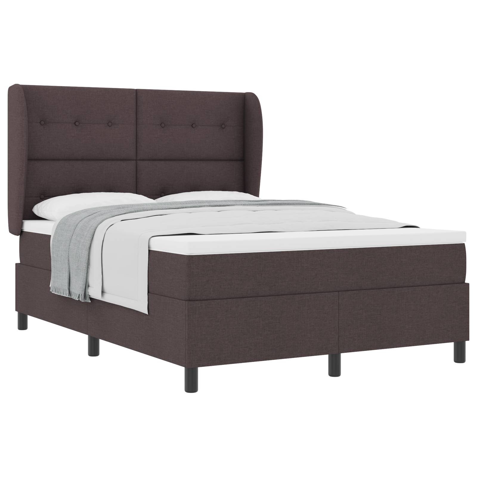 vidaXL Boxspringbett mit Matratze Dunkelbraun 140x190 cm Stoff