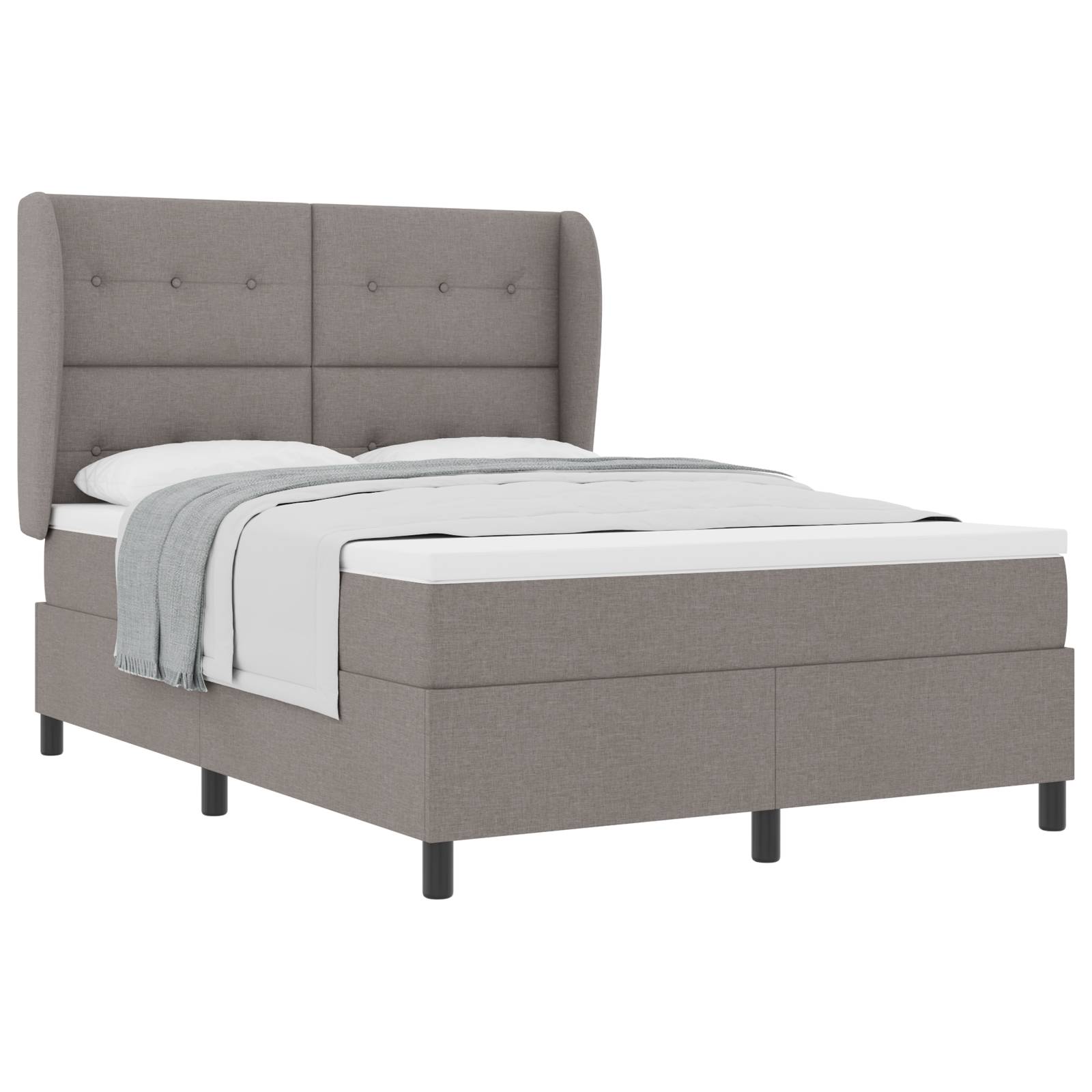 vidaXL Boxspringbett mit Matratze Taupe 140x200 cm Stoff