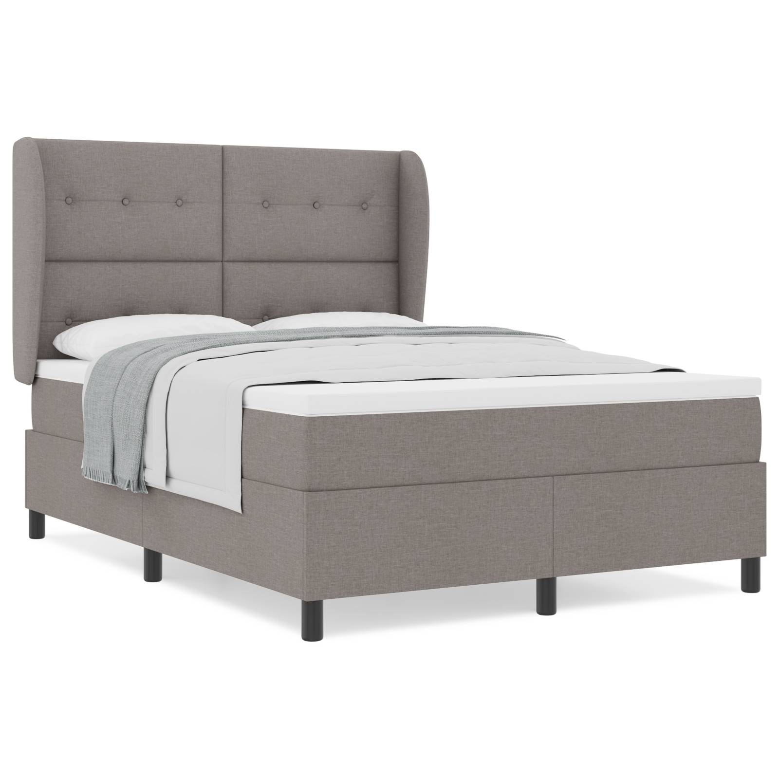 vidaXL Boxspringbett mit Matratze Taupe 140x200 cm Stoff