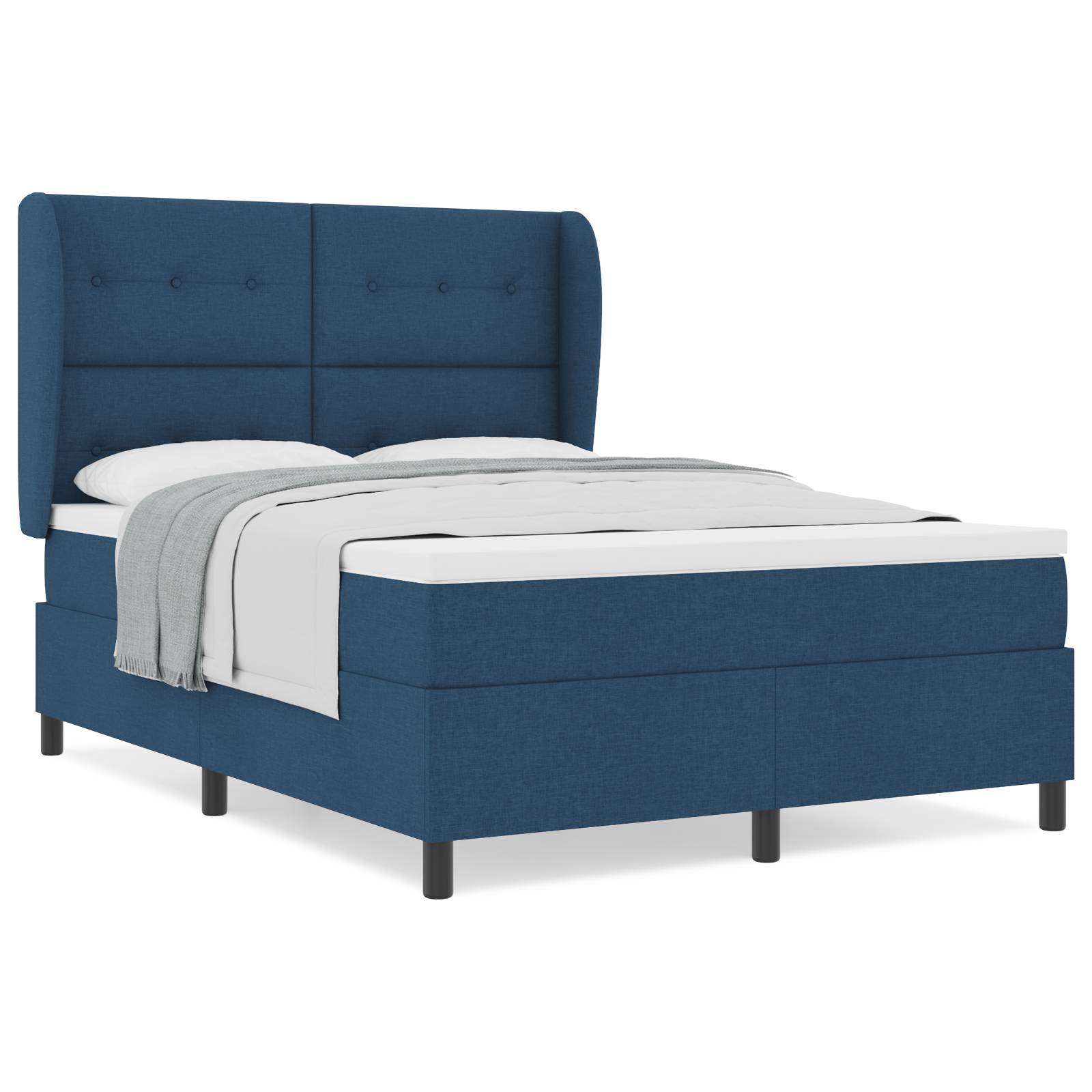 vidaXL Boxspringbett mit Matratze Blau 140x190 cm Stoff