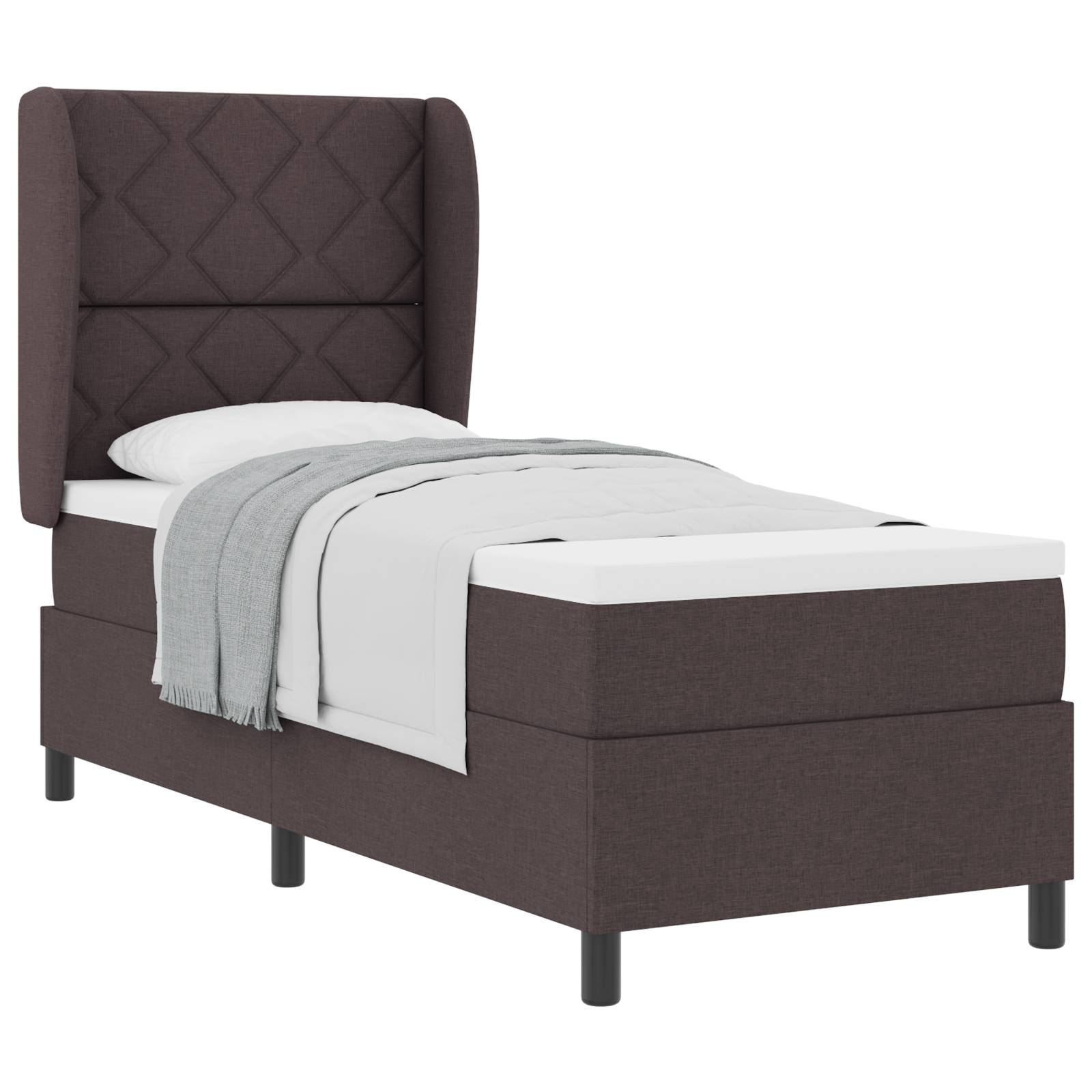 vidaXL Boxspringbett mit Matratze Dunkelbraun 80x200 cm Stoff