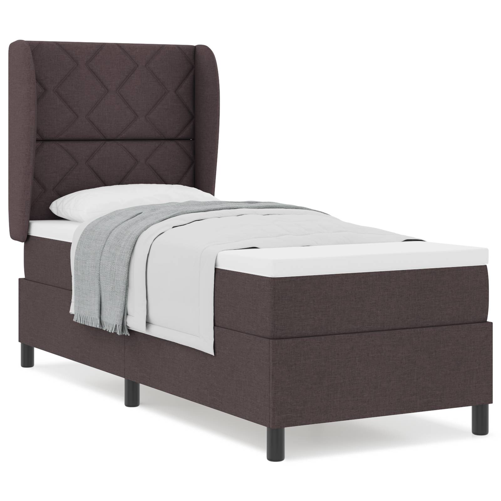 vidaXL Boxspringbett mit Matratze Dunkelbraun 80x200 cm Stoff