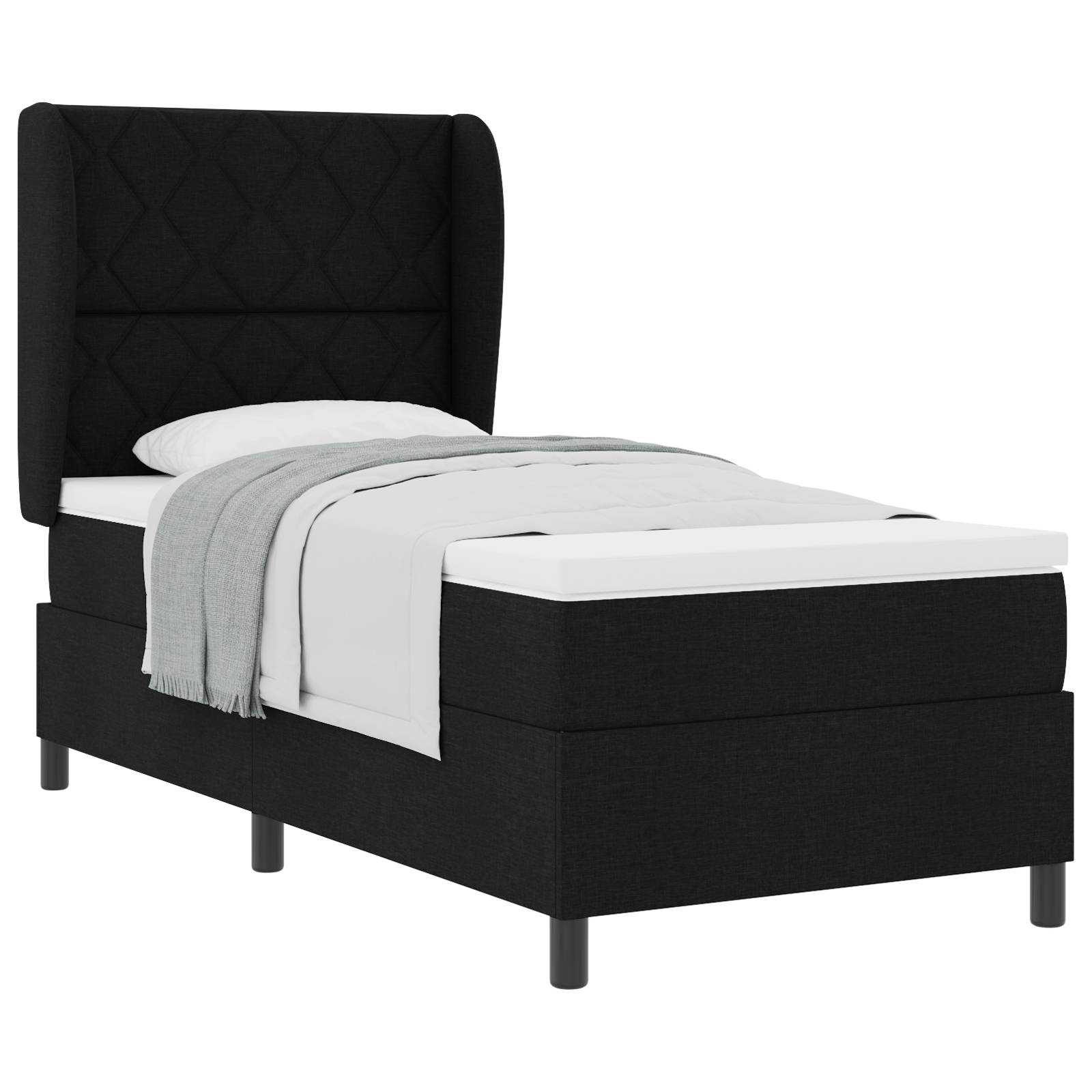vidaXL Boxspringbett mit Matratze Schwarz 90x190 cm Stoff