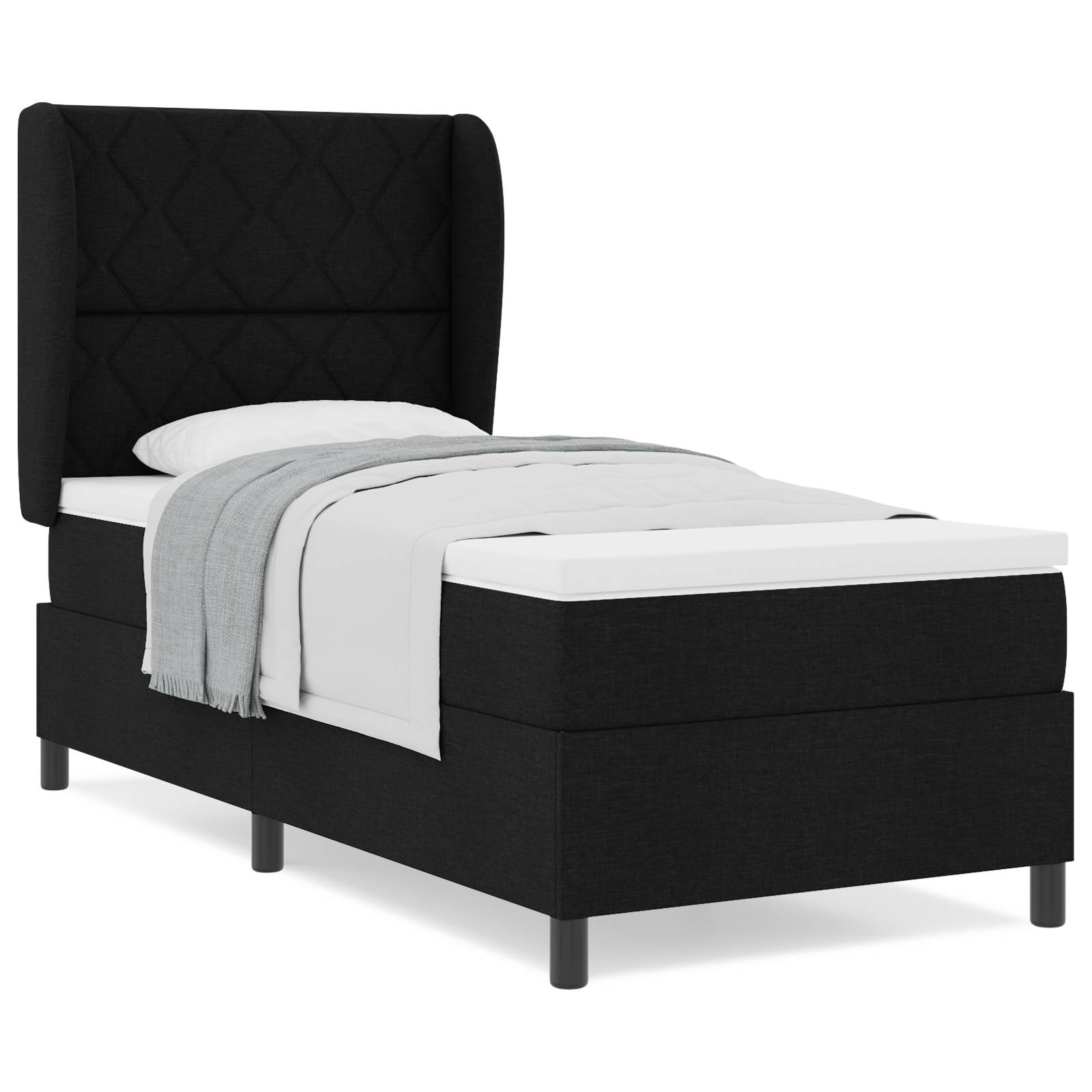vidaXL Boxspringbett mit Matratze Schwarz 90x190 cm Stoff