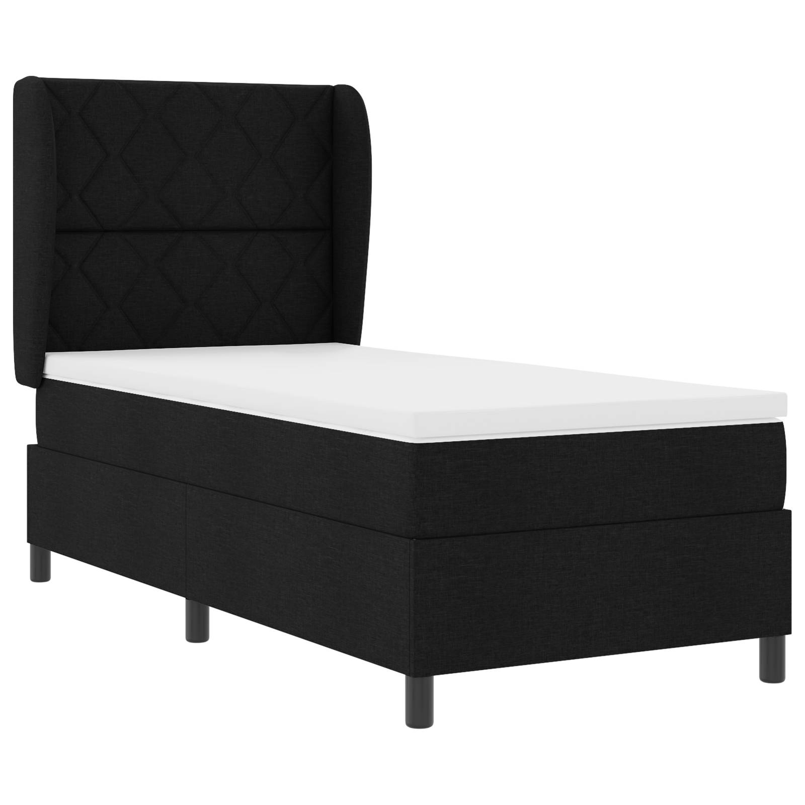 vidaXL Boxspringbett mit Matratze Schwarz 90x190 cm Stoff
