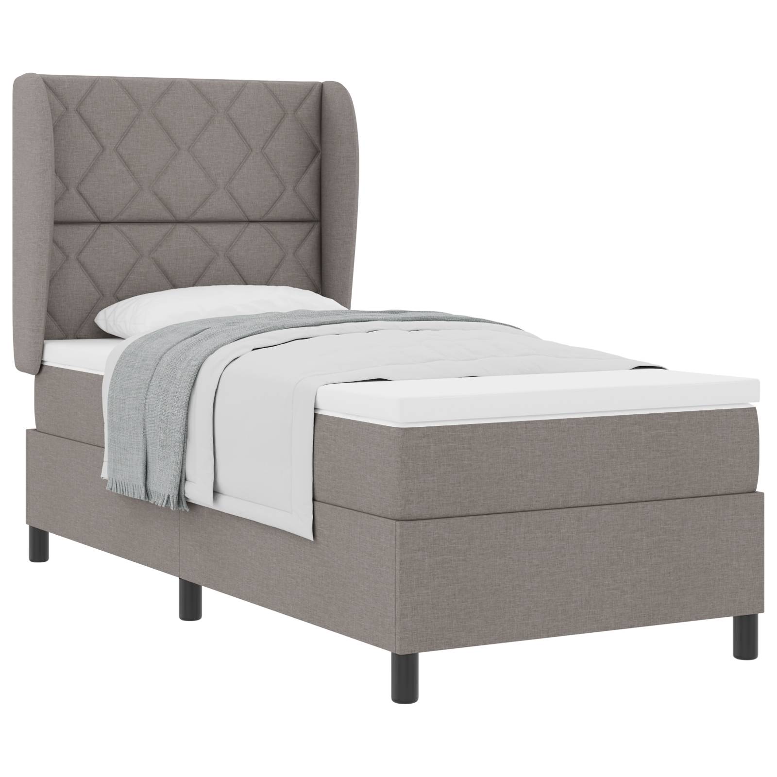 vidaXL Boxspringbett mit Matratze Taupe 90x200 cm Stoff