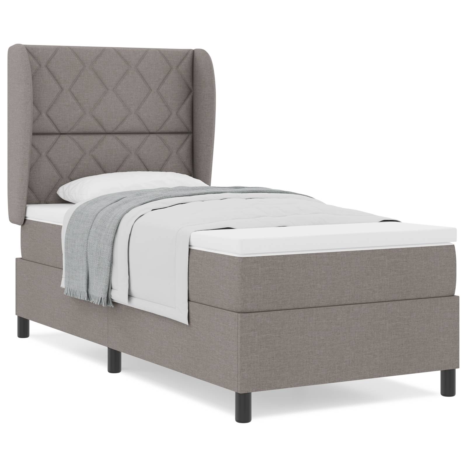 vidaXL Boxspringbett mit Matratze Taupe 90x200 cm Stoff