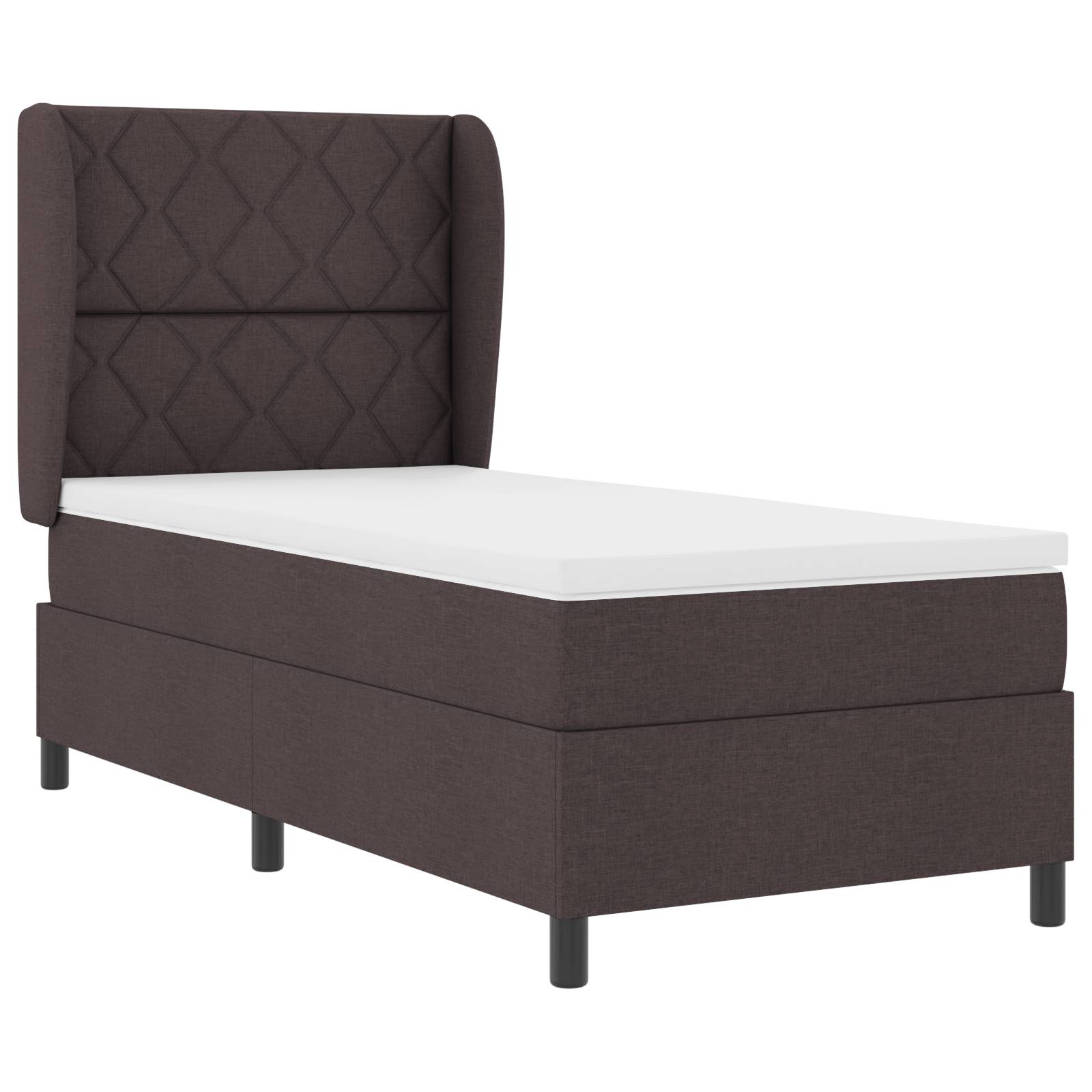vidaXL Boxspringbett mit Matratze Dunkelbraun 90x190 cm Stoff